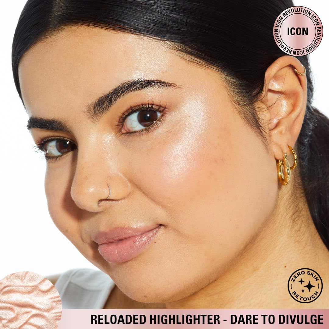 Revolution Reloaded Pressed Powder Highlighter, Dare to Divulge | Intensely Pigmented for a High-Impact Glowy Finish, Vegan & Cruelty-Free, 0.22 oz - Image 4