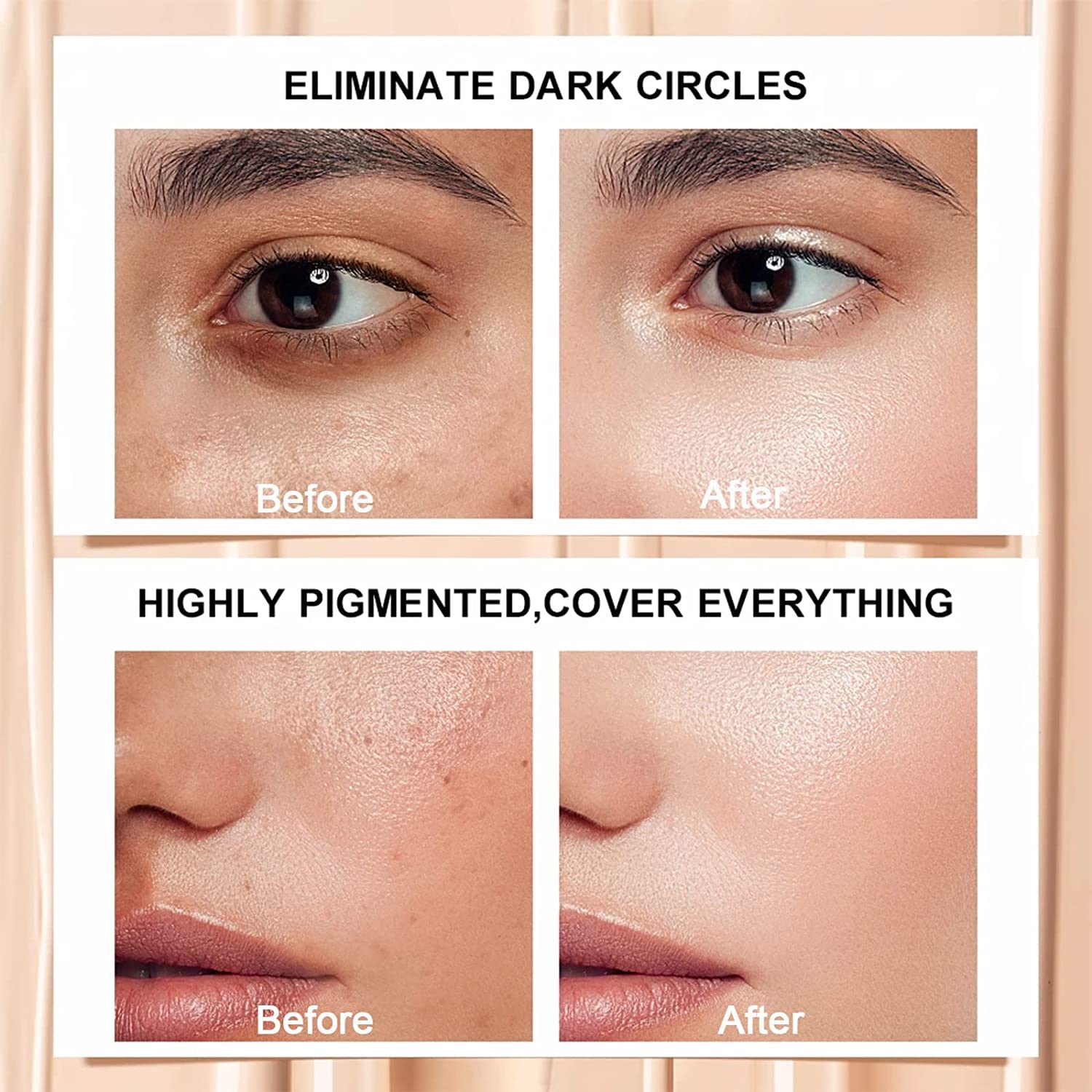 6 Colors Correcting Concealer Palette, Makeup Cream Contour Palette with Brush, Contouring Foundation Highlighting Concealer Palette for Conceals Dark Circles, Redness, Acne, Blemish(A) - Image 6