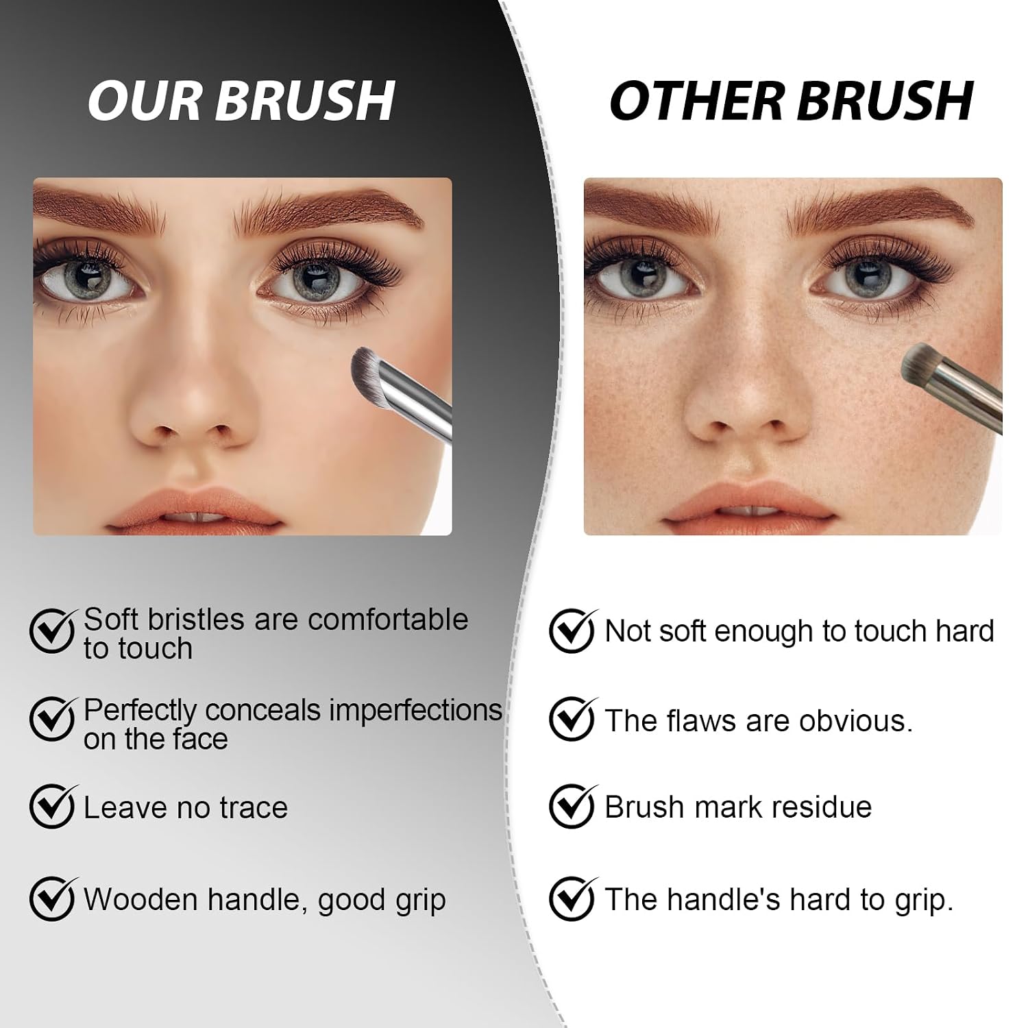 Angled Concealer Brush Under Eye, Precision Nose Shadow Contour Brush | Eyeshadow Blending | Highlight Blending | Nose Sculpting | Concealer for Blemishes, Dark Circles, Nostrils, and Imperfections - Image 6