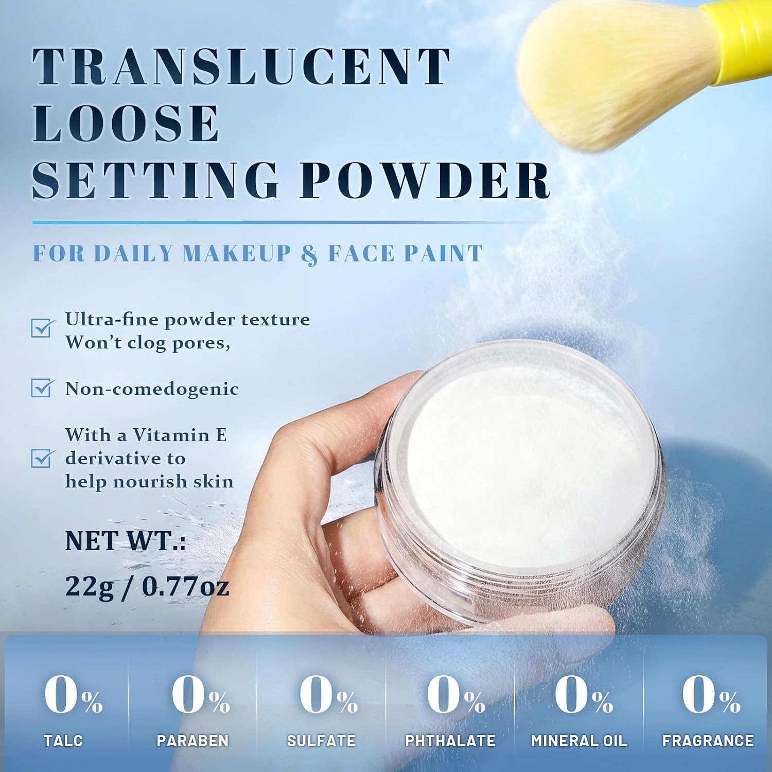 UCANBE Translucent Loose Setting Powder, Talc-Free Soft Matte Oil Control Face Finishing Powder with Vitamin E for Everyday Makeup & Face Paint, Blurs Pores & Fine Lines, Lightweight Long-Lasting - Image 2
