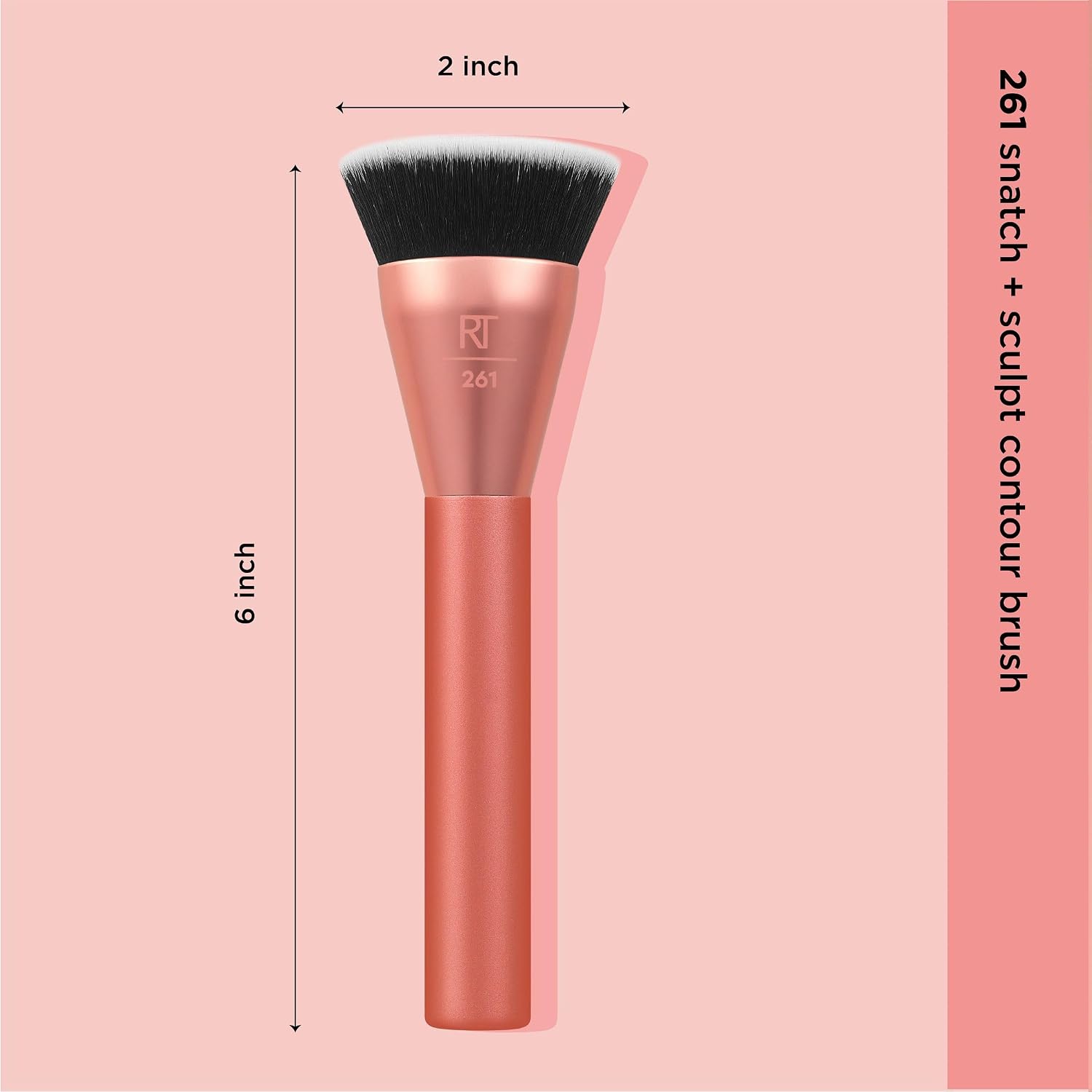 Real Techniques Snatch + Sculpt Contour Makeup Brush | Smooth, defined contour with a cream contour brush for liquid and powder with a flat top and oval head, blending brush - Image 5