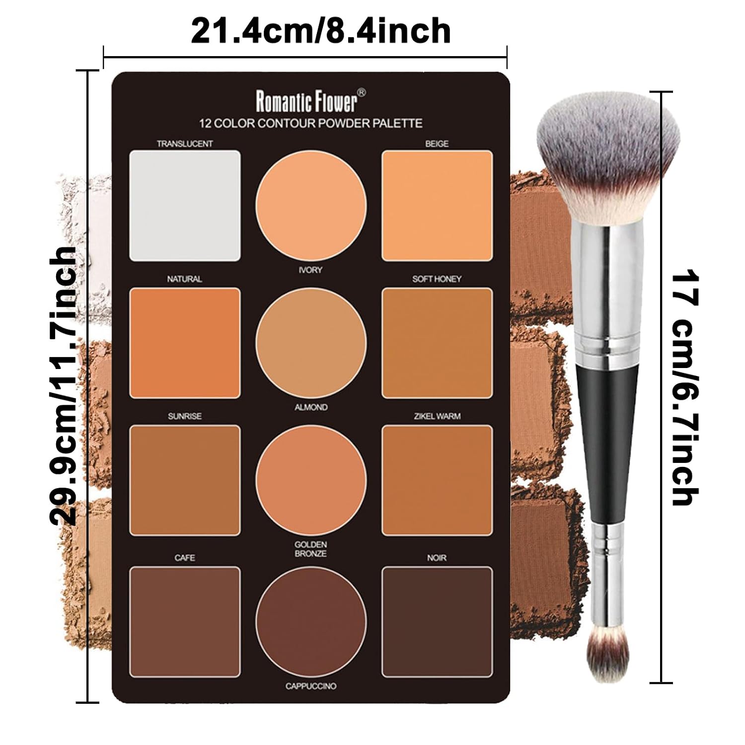Joyeee Contouring Makeup Palette for Beginners, 9 Colors Large Pro Contour Palette with Make Up Brush, Waterproof Long-Lasting Cosmetics Gift Idea for Medium Dark Skin, Flawlessly Sculpted Face - Image 6