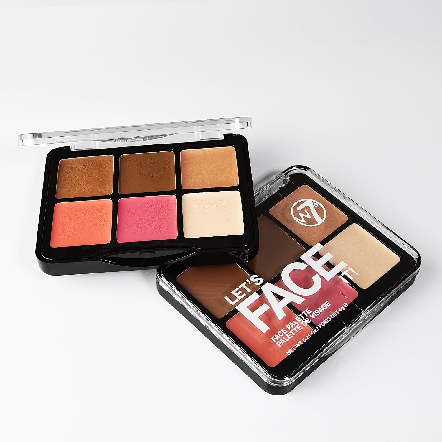 W7 Let's Face It Cream Palette - Light Soft Glow | 6-Pan Bronzer, Blush and Highlight, Creamy Blendable Formula - Image 6
