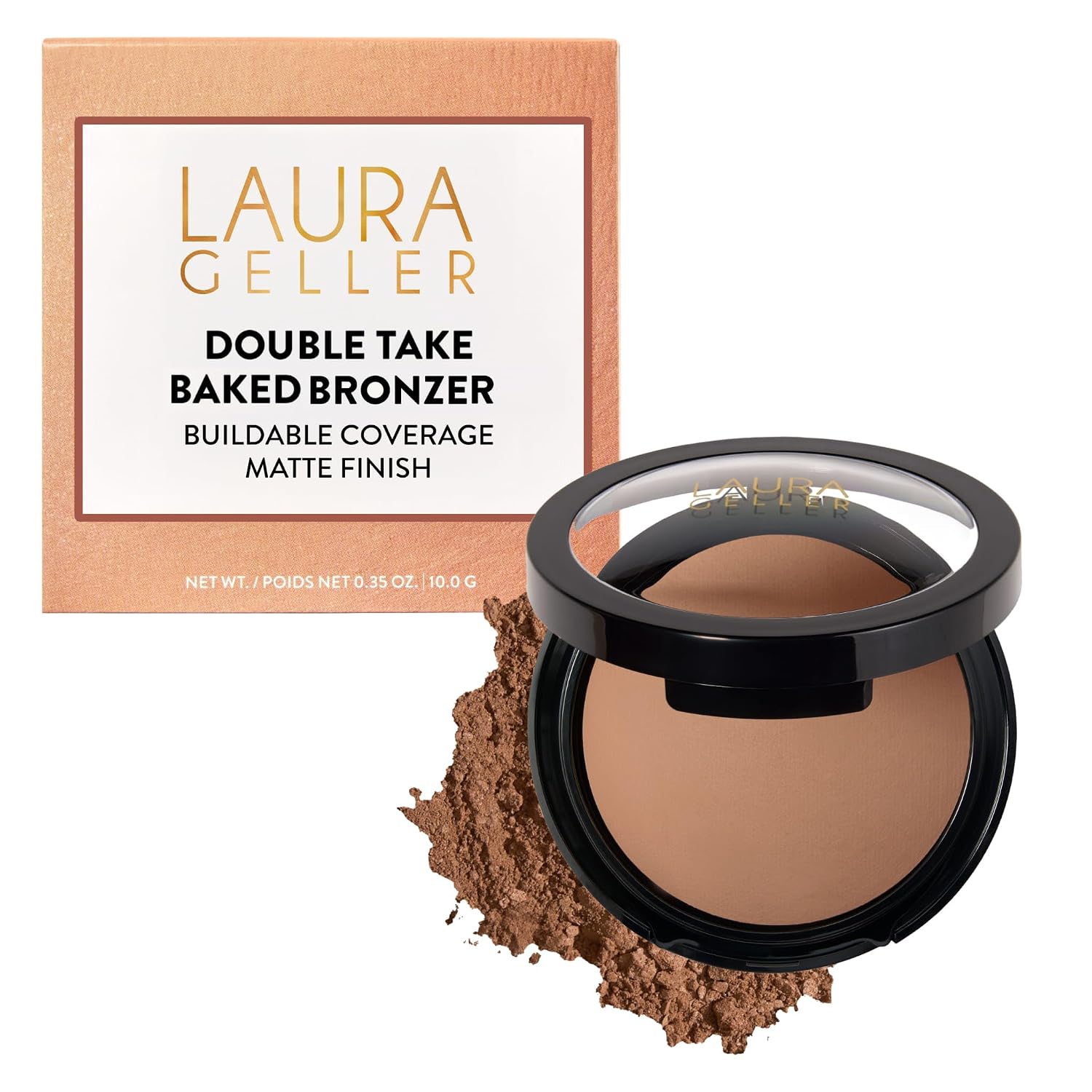 LAURA GELLER NEW YORK Double Take Baked Bronzer for Mature Skin, Medium | Matte Bronzing Powder for Natural-Looking Warmth & Soft Contour, Buildable Color, Never Orangey Finish