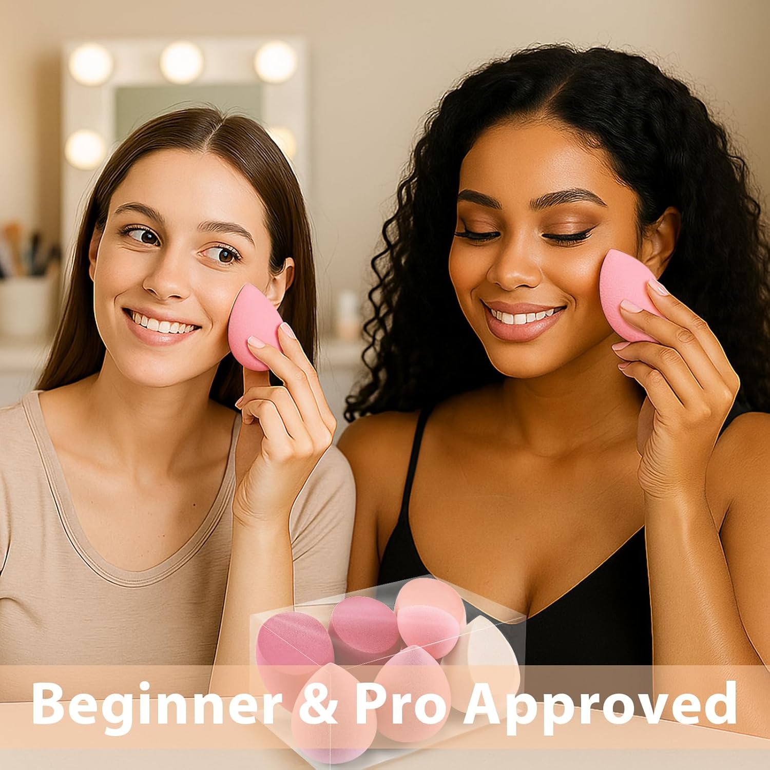 Foonbe Makeup Sponge Set, 7 Pcs Multi Colored Blender Sponges | Liquid Cream Powder Use, Latex Free Vegan & Cruelty-Free, with 1 Mini Sponge, Assorted Beauty Sponge Shapes, Travel Case - Image 6