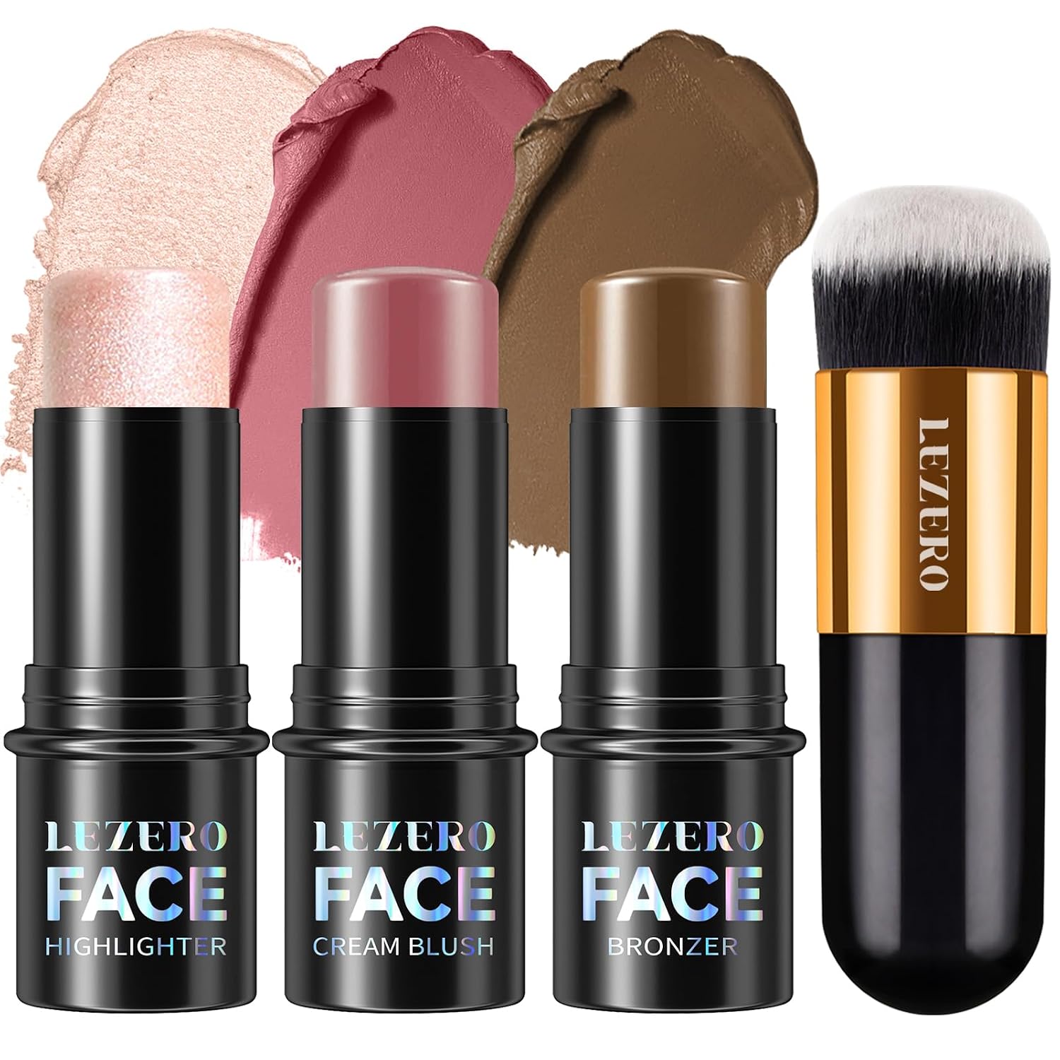 3Pcs Contour Stick Kit,Shades with Highlighter Blush Bronzer, LIGHT MEDIUM | Sculpt the Cheeks, Longwear Smooth Non-greasy Formula for All Skin Type, Dewy & Matte Finish