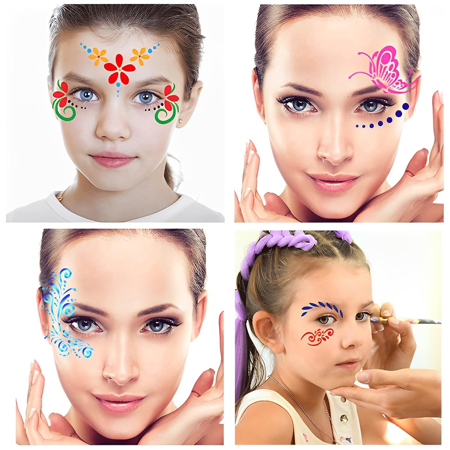 28 pcs Face Paint Stencils Kits Face Painting Stencils Reusable | Reusable Face Tattoo Painting Templates for Kids - Image 4