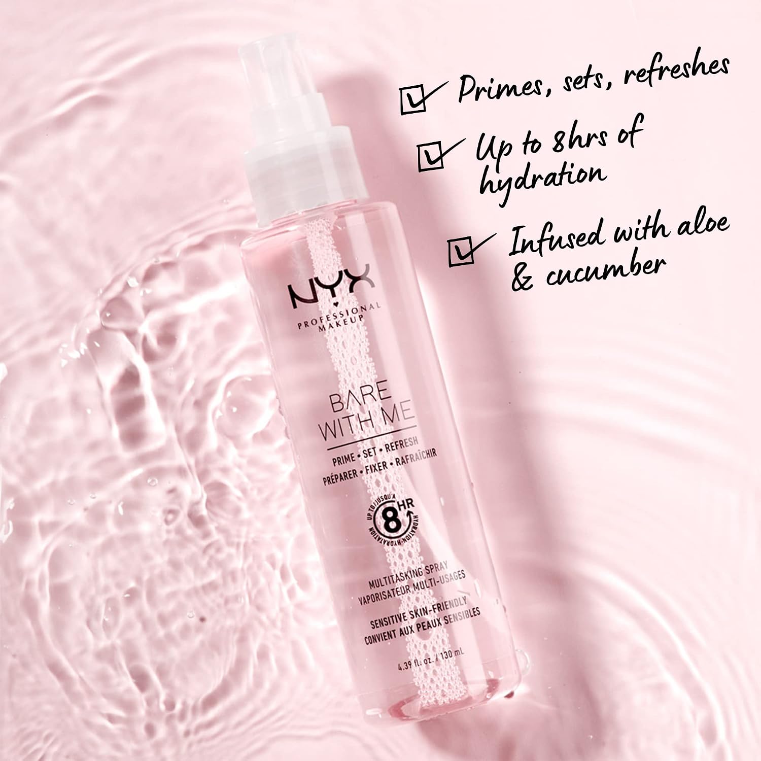 NYX PROFESSIONAL MAKEUP Bare With Me Multitasking Face Primer & Makeup Setting Spray, Hydrating Face Mist for up to 8HR Wear, Long-Lasting, Vegan Formula - Image 2