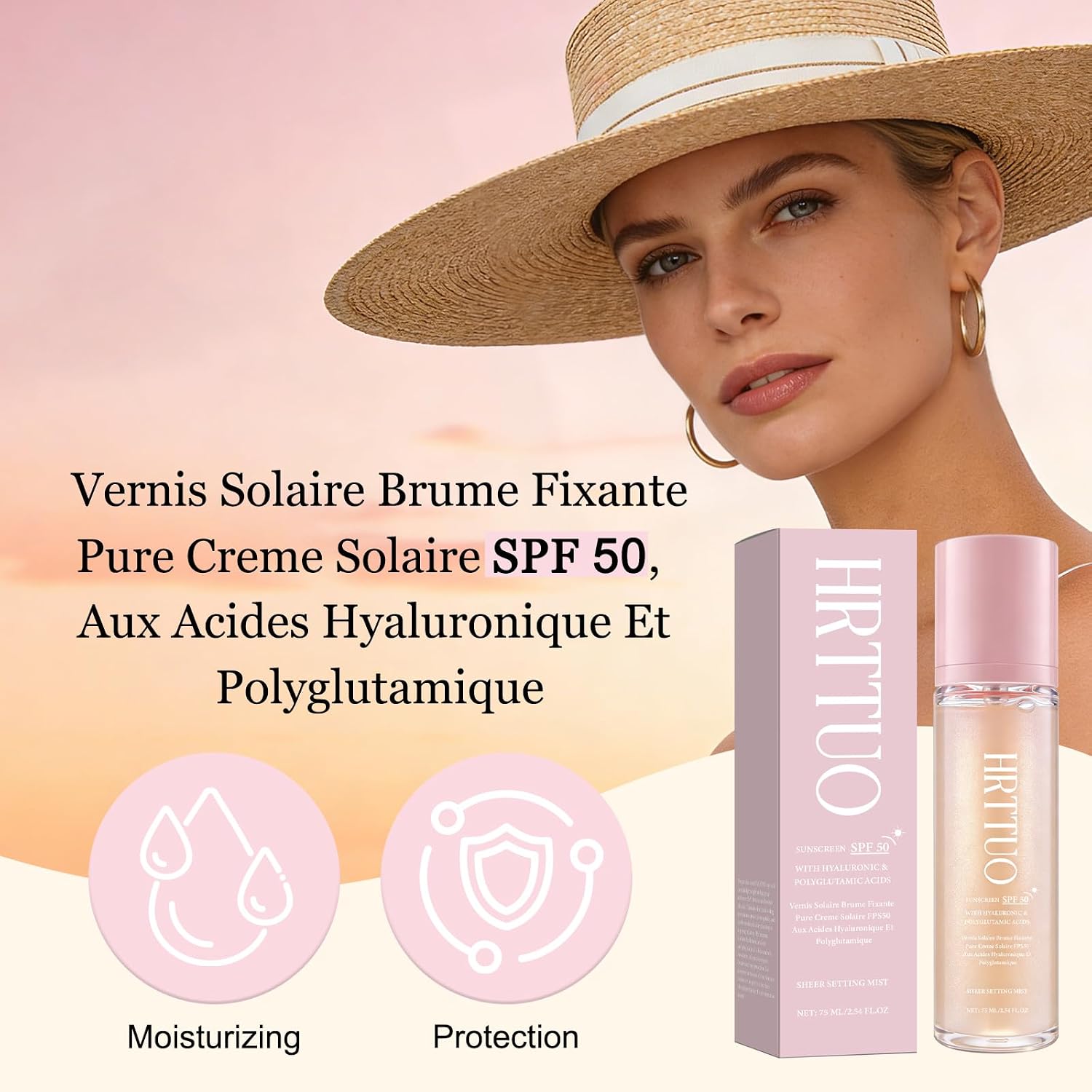 Sheer Setting Mist Sunscreen SPF 50, Makeup-Friendly Setting Mist with Hydrating Glow, Reef-Safe & Non-Greasy, Fast-Absorbing for Beach, Wedding, Travel (1pc) - Image 2
