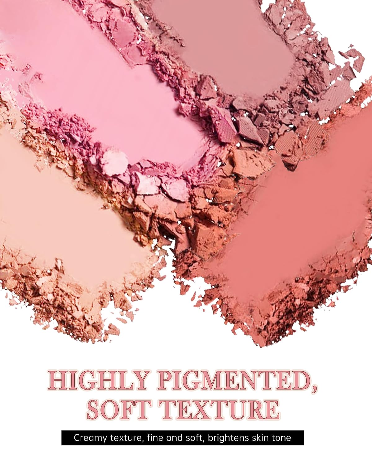 Matte Blush Powder for Cheeks,Contour Blusher Palette with Brush,High Pigment Lightweight Buildable Color, Waterproof Long-lasting Facial Makeup,Christmas Gifts for Women Girl-01# Peach Pink - Image 5