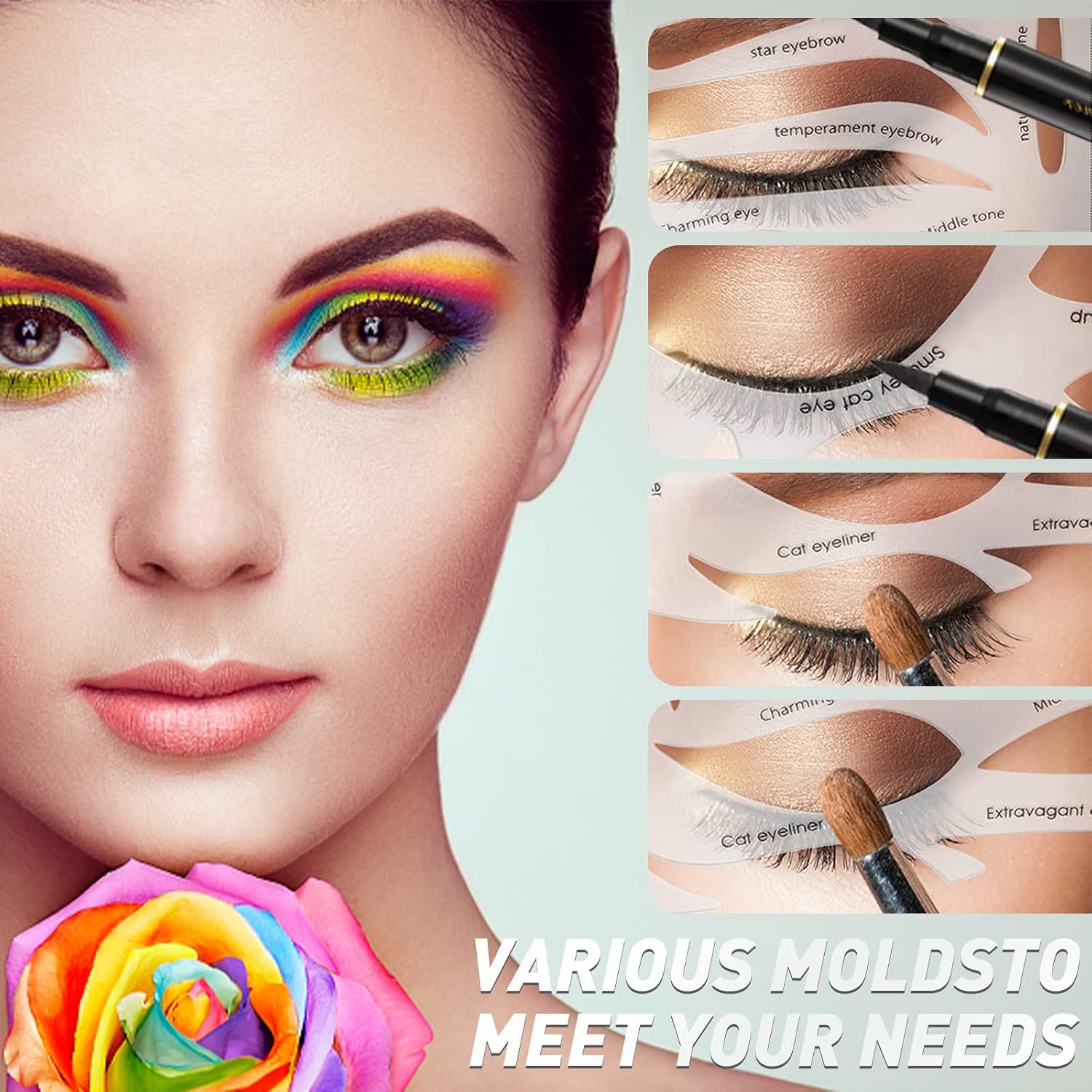 Quick Make-Up Stencils Eyeliner Molds a Makeup Tool with a Variety of Shapes Eyeliner Stencil Pads Eyeshadow Applicators Eyeliner Template - Image 3