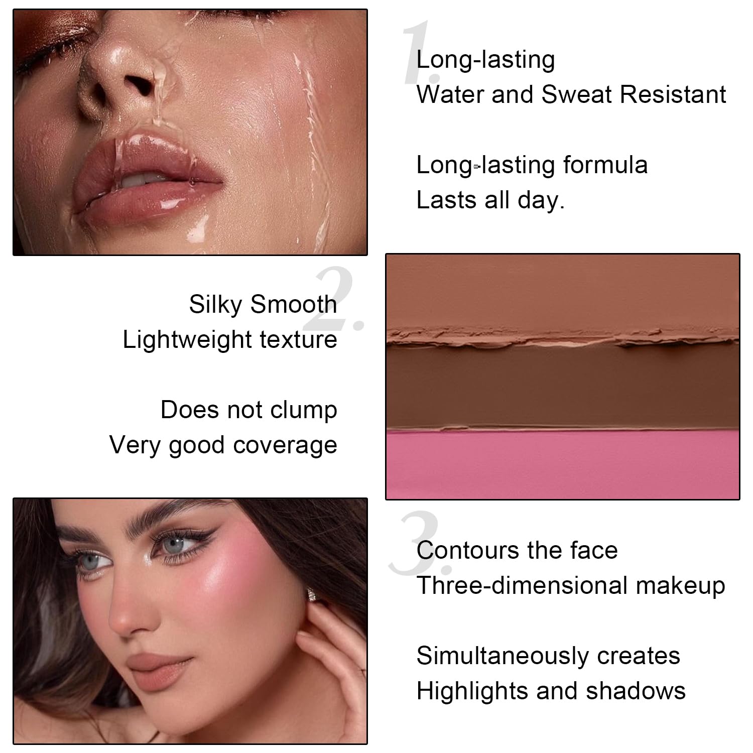 6 Colors Cream Contour Stick Kit, Shades with Highlighter Blush Bronzer | for Sculpt the Cheeks,Long Lasting,Waterproof,Matte & Dewy Finish for Woman (SET A) - Image 5