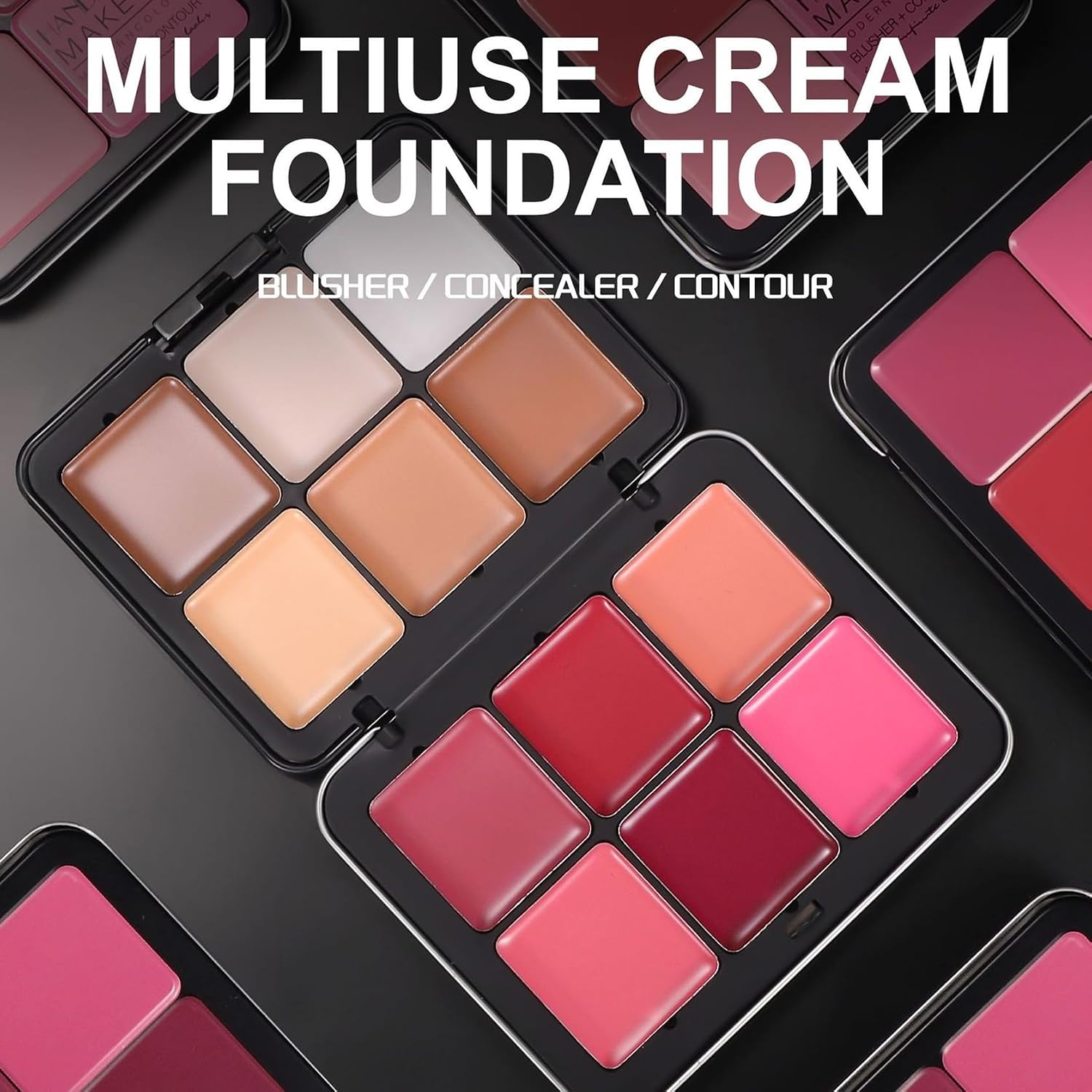 12 Colors Cream Blush Palette Cream Concealer Foundation Palette | Natural Matte Finish Contour Palette with Brush, Creamy Texture, Waterproof, Blendable, Face Makeup Palette for Women - Image 7