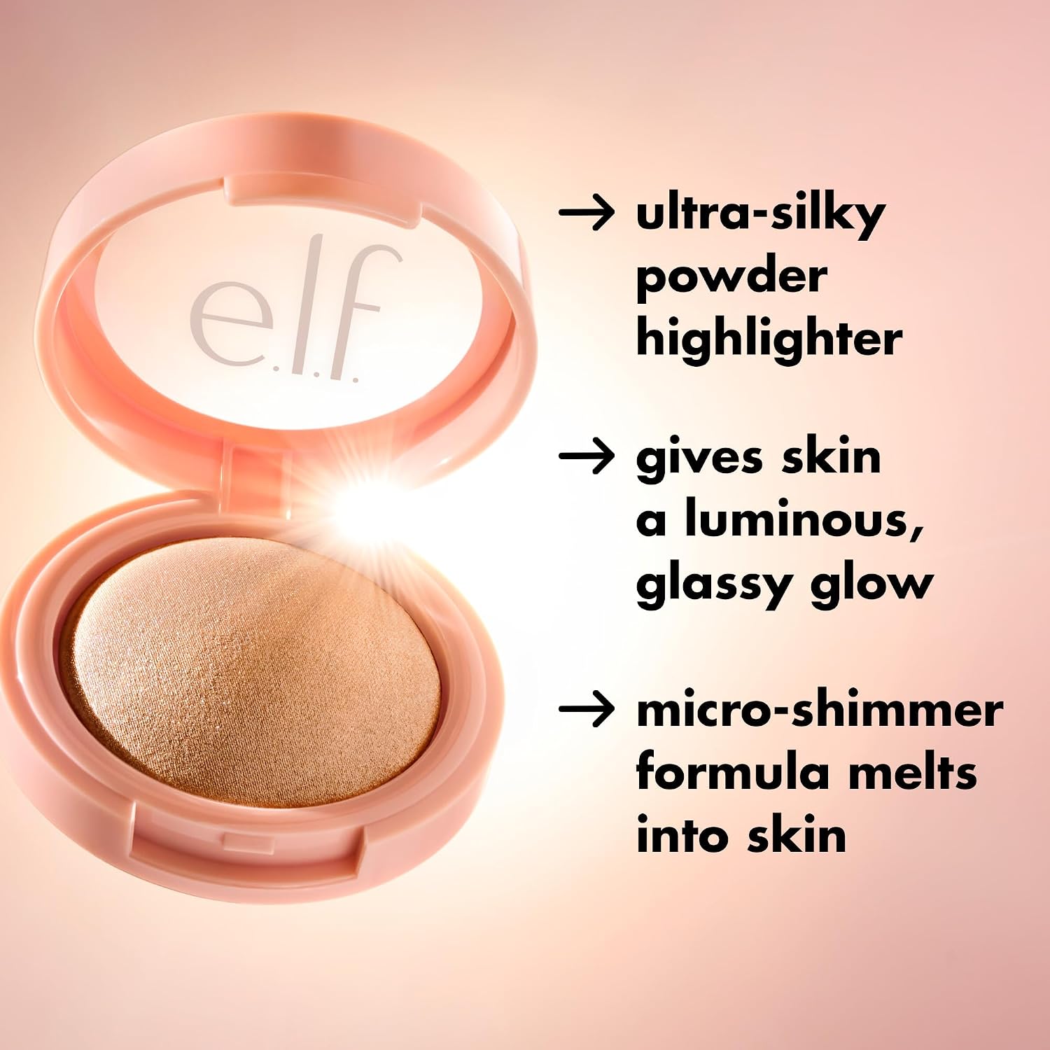 e.l.f. Halo Glow Silky Powder Highlighter, Long-Lasting Luminous Face Finish, Cake-Resistant With Micro-Shimmer, Vegan & Cruelty-Free, Blush Money - Image 3