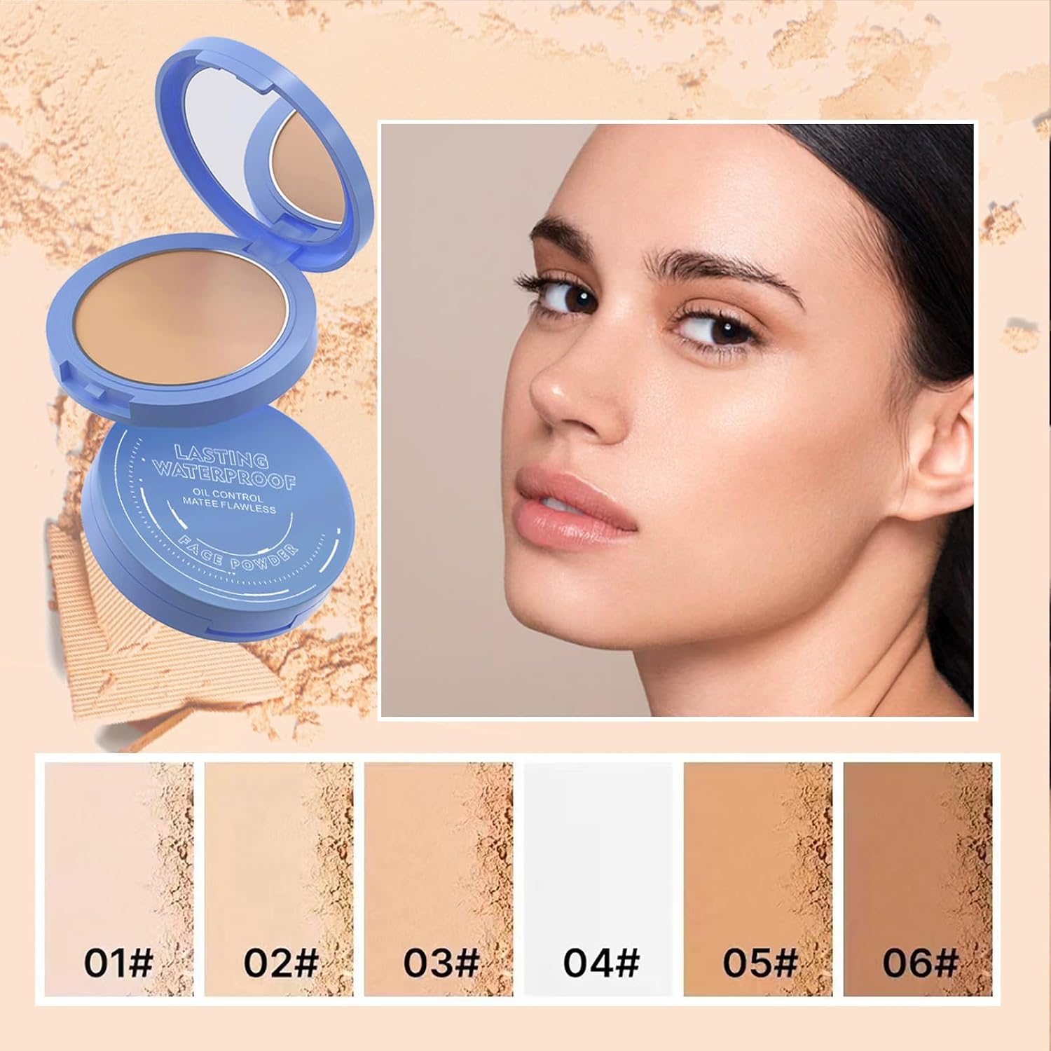 Oil Control Face Pressed Powder,Matte Smooth Flawless Setting Powder Makeup | #02 Waterproof Long Lasting Finishing Powder,Cruelty Free Lightweight Face Cosmetics,0.35Oz(#2-NATURAL BEIGE) - Image 6