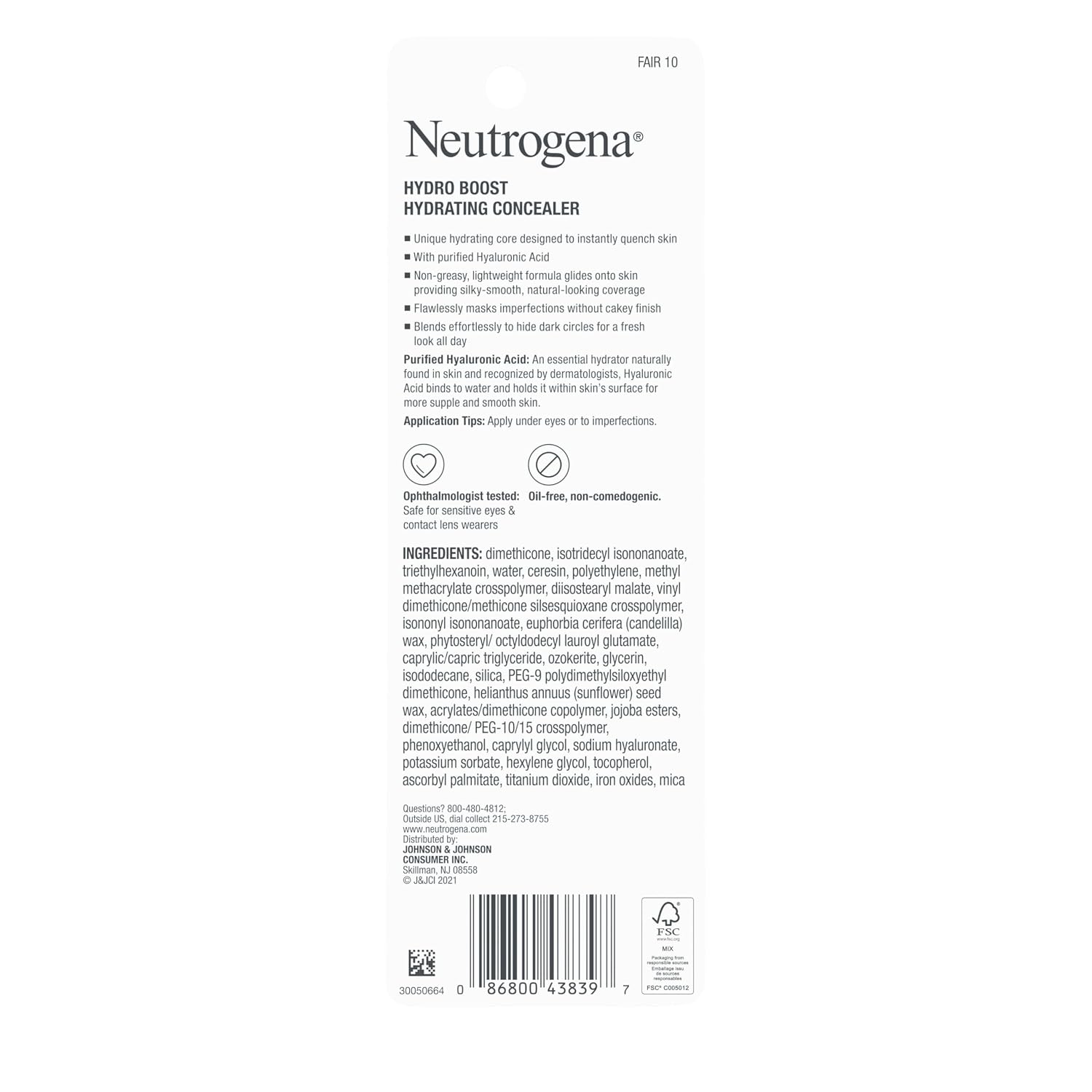 Neutrogena Hydro Boost Concealer Stick, 10 Fair, 0.12 oz - Image 8