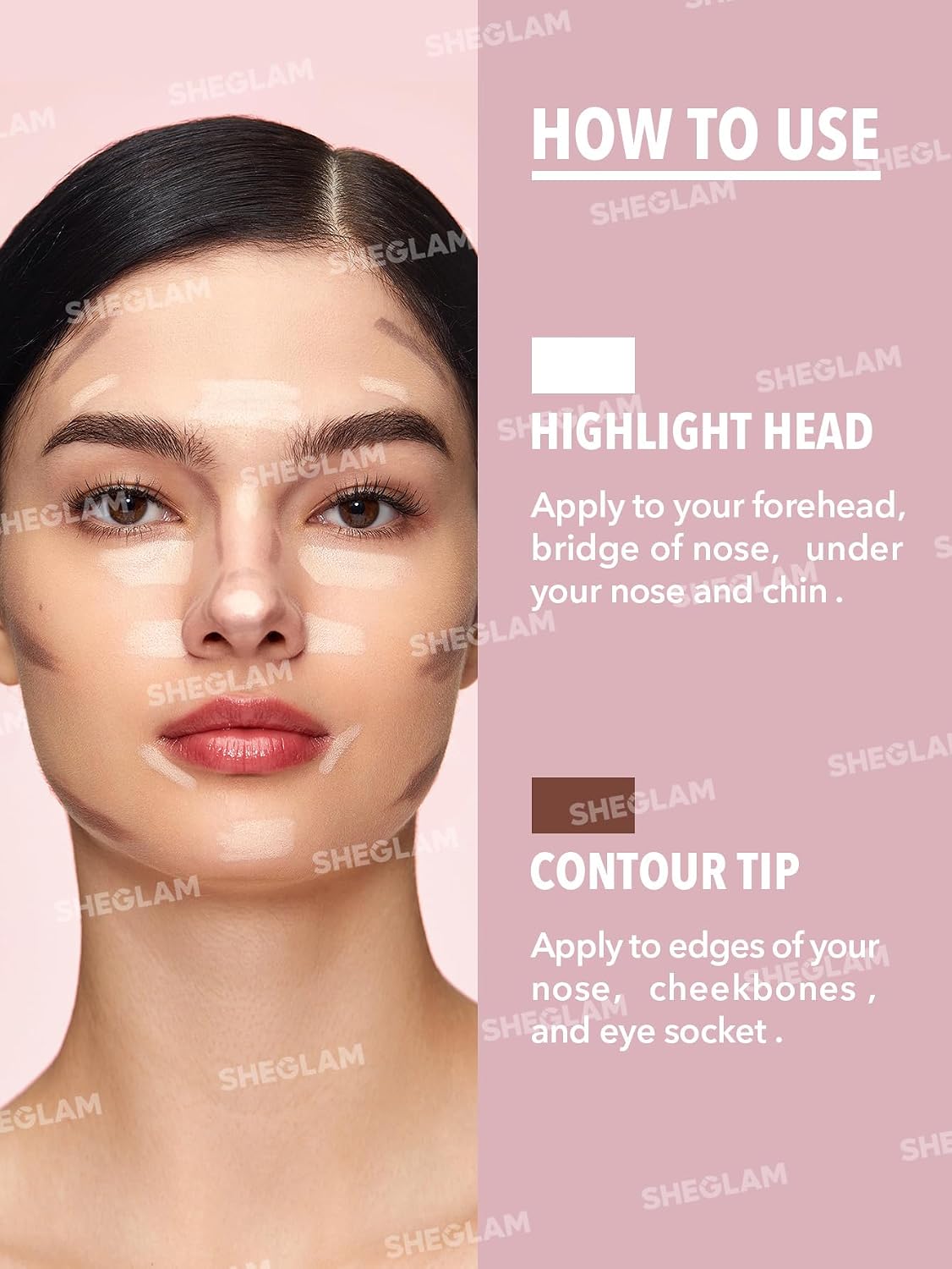 SHEGLAM Fine Line 2-In-1 Nose Contour & Highlight Pen Long Lasting Waterproof Cream Bronzer & Highlight Sticks-Umber - Image 7