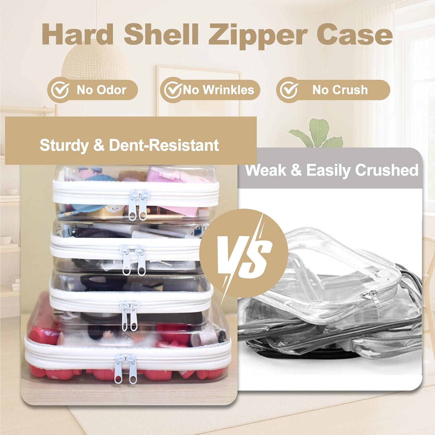 4 pcs Clear Zipper Pouches,Hard Shell Zipper Case | Toiletry Bag for Travel, CLear Diaper Bag, Toiletry Pouch, Travel Organizer, Cosmetic Bag,Toy Storage Bins (M+3S) - Image 2
