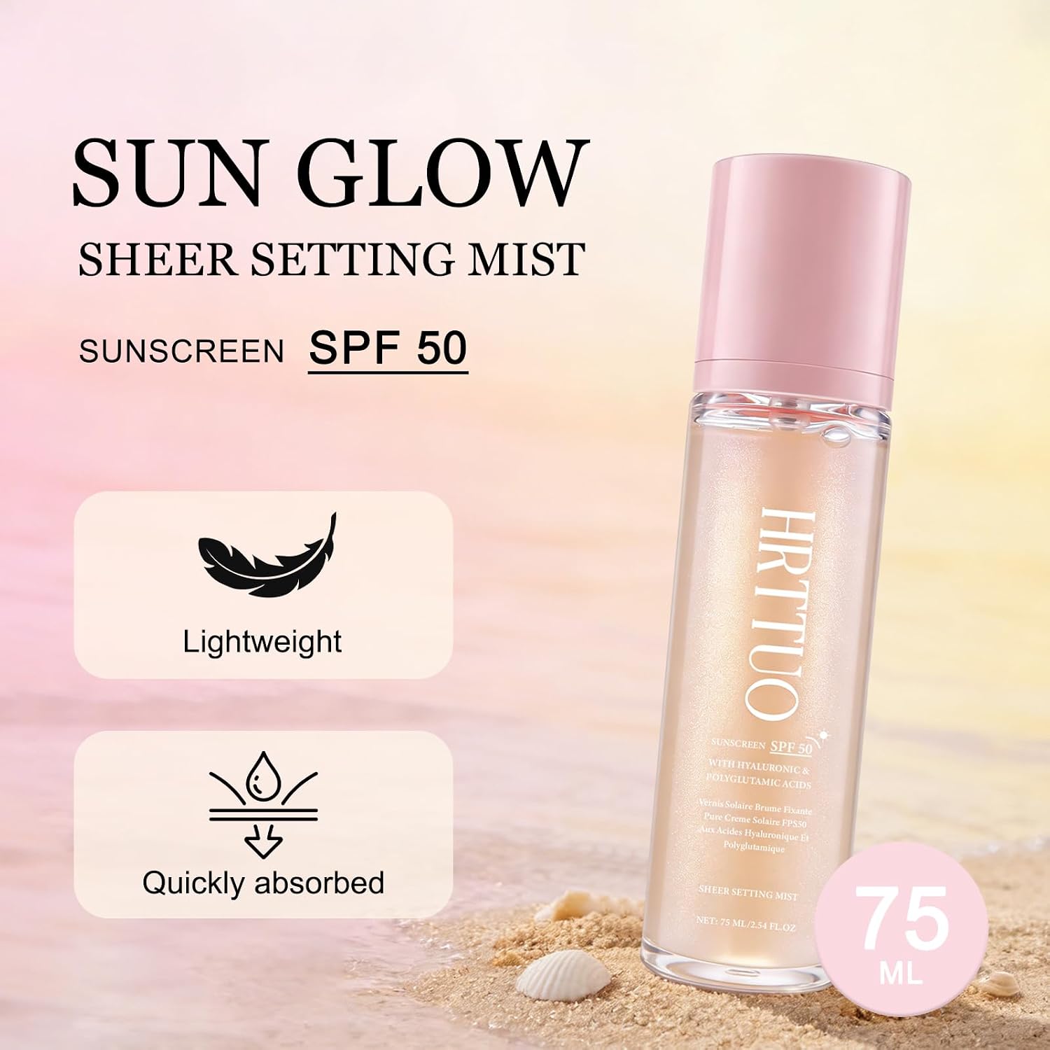Sheer Setting Mist Sunscreen SPF 50, Makeup-Friendly Setting Mist with Hydrating Glow, Reef-Safe & Non-Greasy, Fast-Absorbing for Beach, Wedding, Travel (1pc) - Image 3