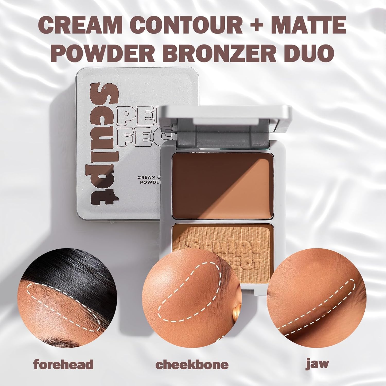 Sculpt Perfect Contour Bronzer Duo Palette – Matte Bronze Powder – Natural Sculpting & Warmth (01 SOFT SANDSTONE, Cream Contour: 0.09 oz / 2.5 g Powder Bronzer: 0.10 oz / 3.0 g) - Image 5