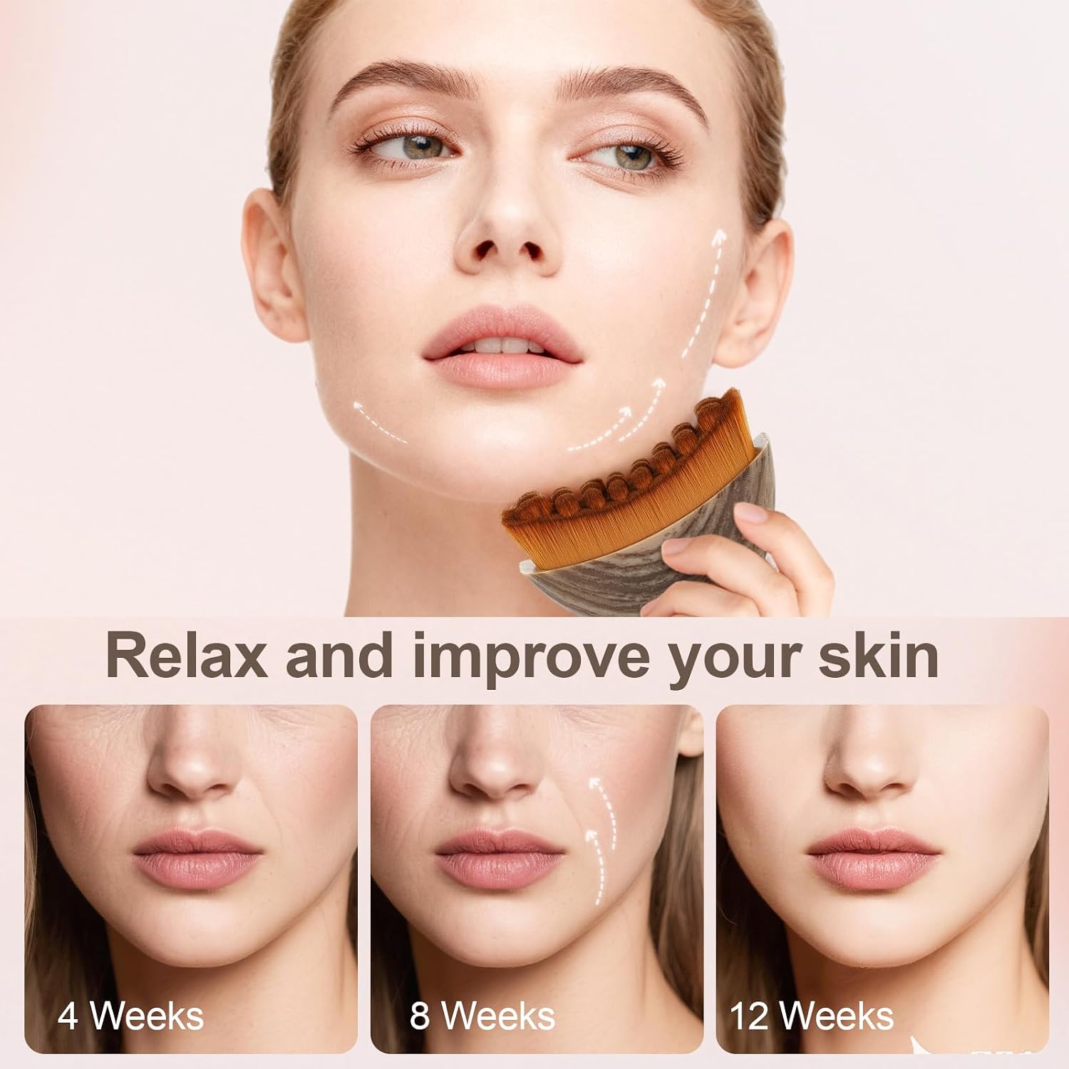 Lymphatic Contour Face Brush, Manual Lymphatic Drainage Massager, Natural Makeup Brushes with Durable Soft Bristles, Hypoallergenic Ergonomic Facial Cleansing Brush for Sculpting - Image 4