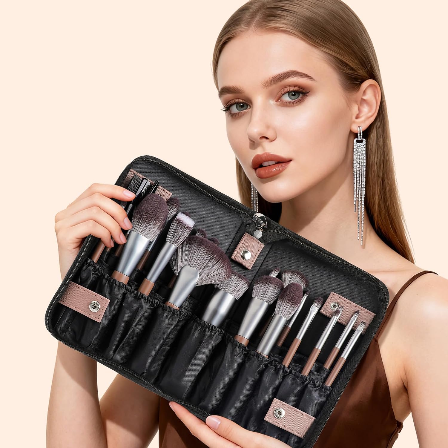 DUcare 22Pcs Makeup Brush Set PRO Makeup Brushes Professional with Bag Premium Synthetic Kabuki Foundation Blending Brush Face Powder Blush Concealers Eye Shadows - Image 3