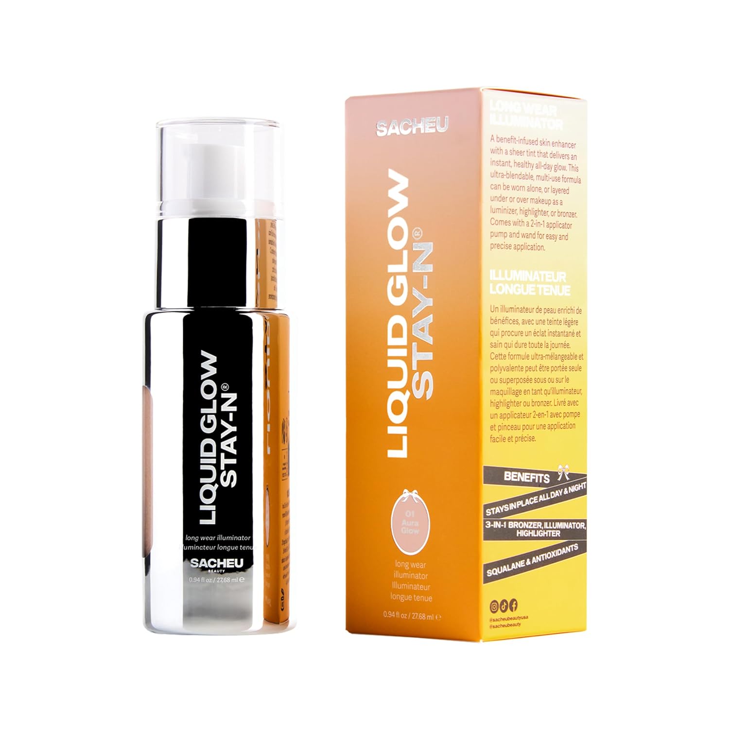 Sacheu Liquid Glow STAY-N Highlighter, Illuminator & Bronzer, Aura Glow | 3-in-1 skin enhancer, longwear, lightweight, ultra-blendable, sheer tint, infused with hyaluronic acid - Image 11
