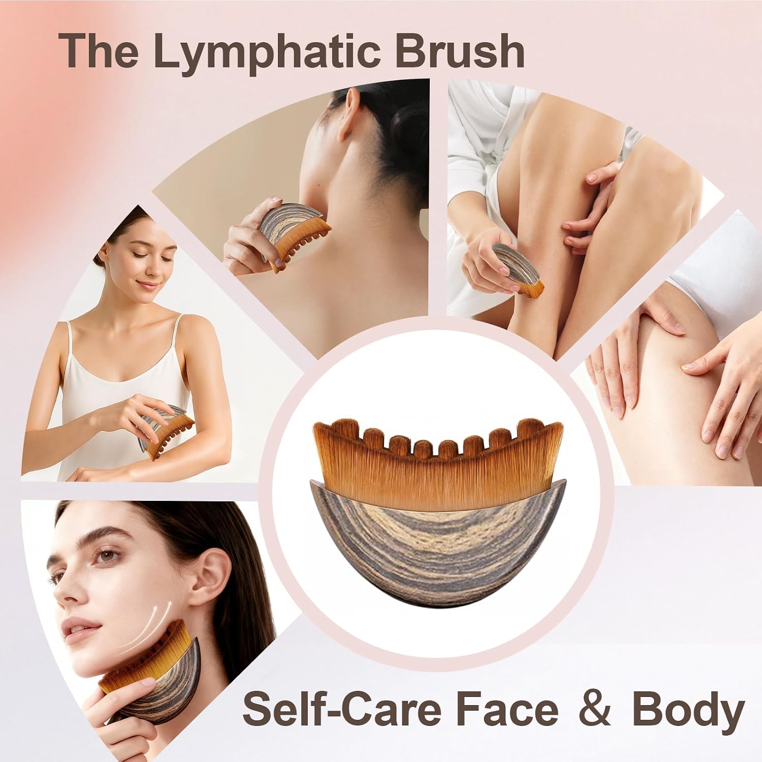 Lymphatic Contour Face Brush, Manual Lymphatic Drainage Massager, Natural Makeup Brushes with Durable Soft Bristles, Hypoallergenic Ergonomic Facial Cleansing Brush for Sculpting - Image 6