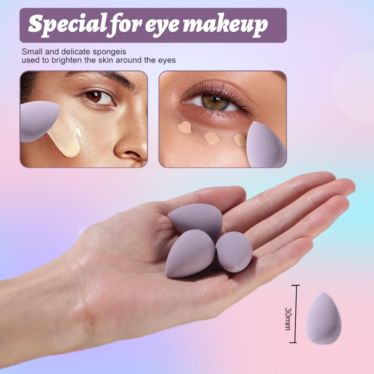Makeup Sponge Set BS-MALL Triangle Puff 14PCS Non-Latex Beauty Blender Sponges with Travel Case, Soft Makeup Puff for Foundation, Concealer, Cream & Powder, Face & Eye Blending for Sensitive Skin - Image 3