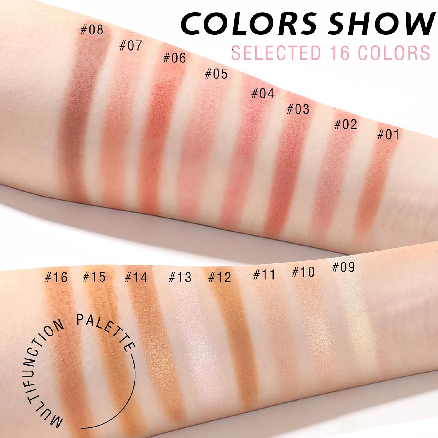 NewBang 16 Colors Blush Contour Highlighter Makeup Palette with Brush, Matte Mineral Face Blush Powder for Cheek, Bright Shimmer Illuminator Bronzer Professional Facial Beauty Makeup Blushes Set - Image 4