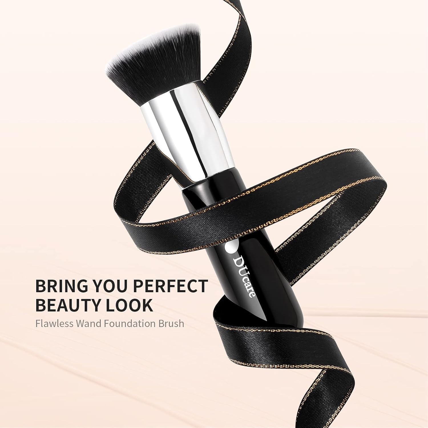 DUcare Kabuki Foundation Brush for Liquid Makeup Flat Top Professional Stick Buffing Blending Mineral Powder Large Face Makeup Brush, Black - Image 8