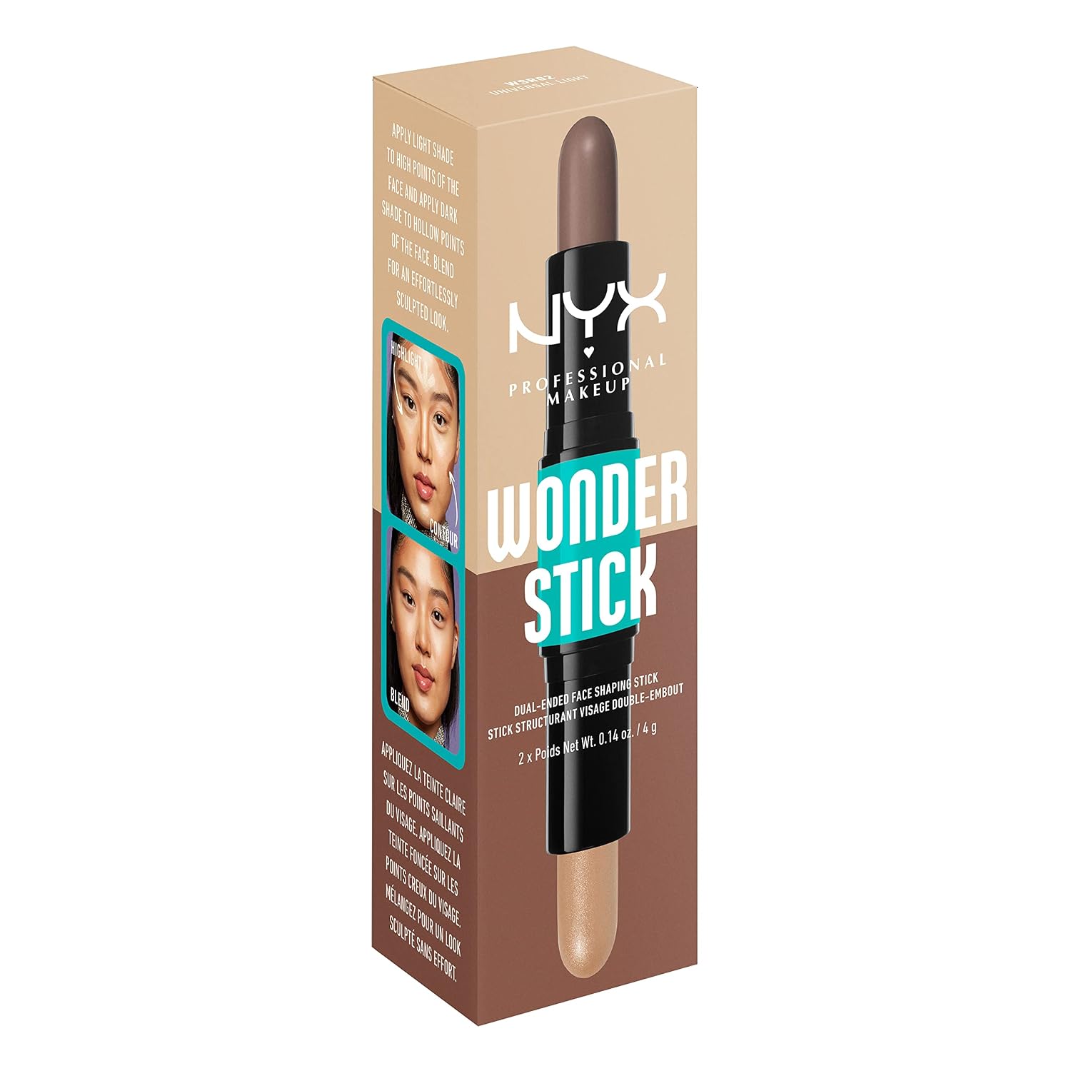 NYX PROFESSIONAL MAKEUP Wonder Stick, Face Shaping & Contouring Stick - Universal Light - Image 9