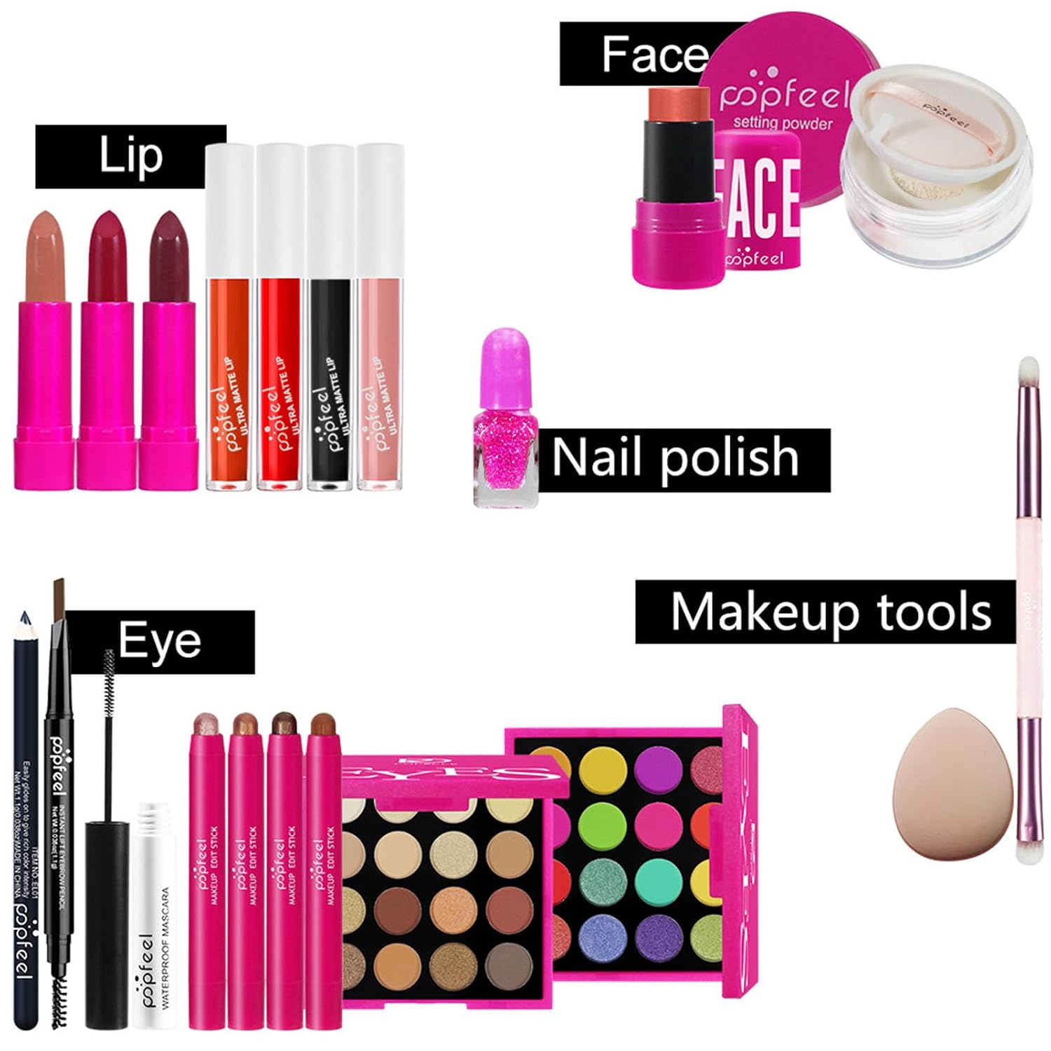 Hot Pink All in One Makeup Kit for Women Full Kit, Mother's Day Makeup Gifts Set for Women Girls, Hot Pink Makeup Essential Bundle Include Eyeshadow Palette Lipstick Blush Foundation Concealer - Image 5