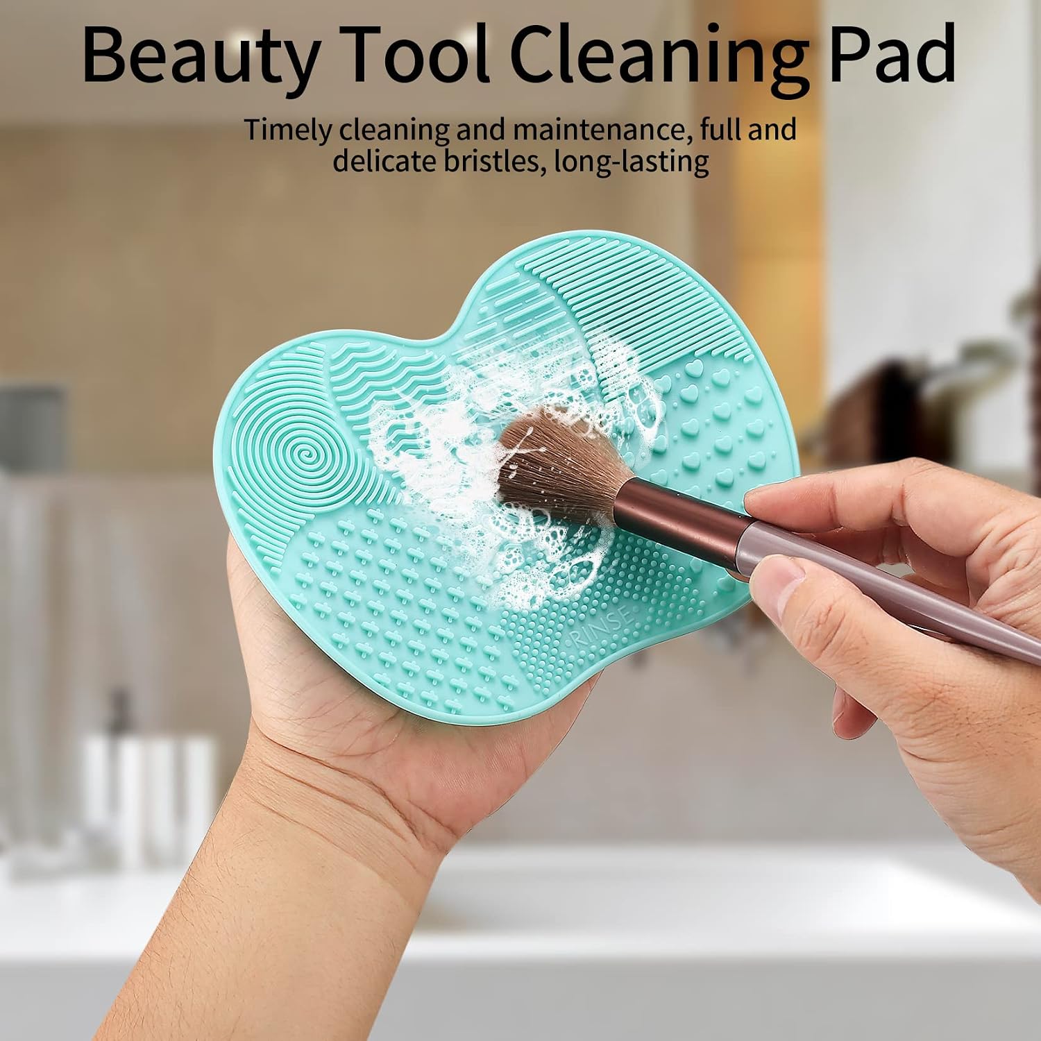 2 Pcs Silicone Make Up Brush Cleaning Mat, Makeup Brush Cleaner Mats | silicone makeup brush cleaner,Cosmetic Cleaning Pads, Portable Washing Tool with Suction Cup for Makeup Cosmetic Brushes - Image 5