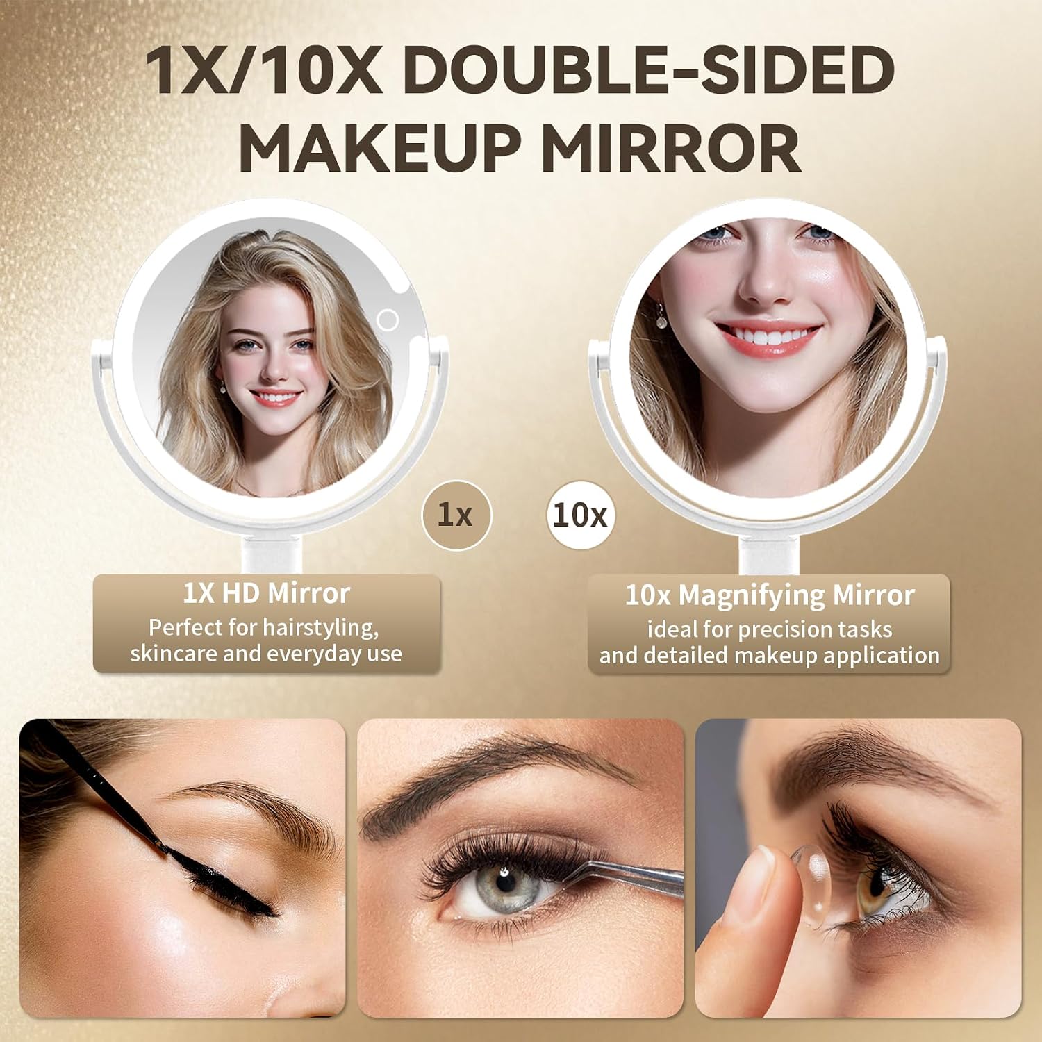 Makeup Mirror with Lights, Lighted Makeup Mirror with Magnification, 80 LED Vanity Mirror with Lights, 3 Color Modes & Stepless Dimming, Shatterp roof & Stable Base - Image 3
