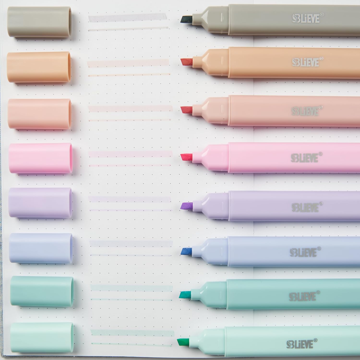 BLIEVE Bible Highlighters No Bleed Through, Pastel Colors, Dual Tip, 8 Pack | Aesthetic Cute Highlighters, Chisel Tip & Fine Point For Bible & Journaling, Back To School Supplies - Image 2