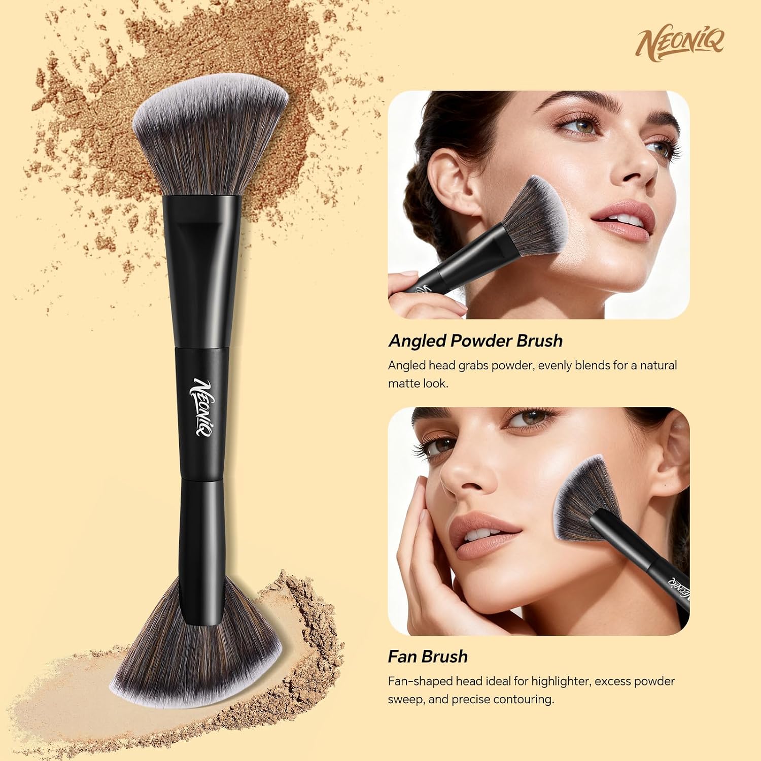 10 PCS Travel Makeup Brush Set With Bag, Makeup Brushes, Double-End Multi-functional Brushes for Foundation Powder Blush Eyeliner Eyeshadows, Professional Face Brush Set(Black) - Image 4