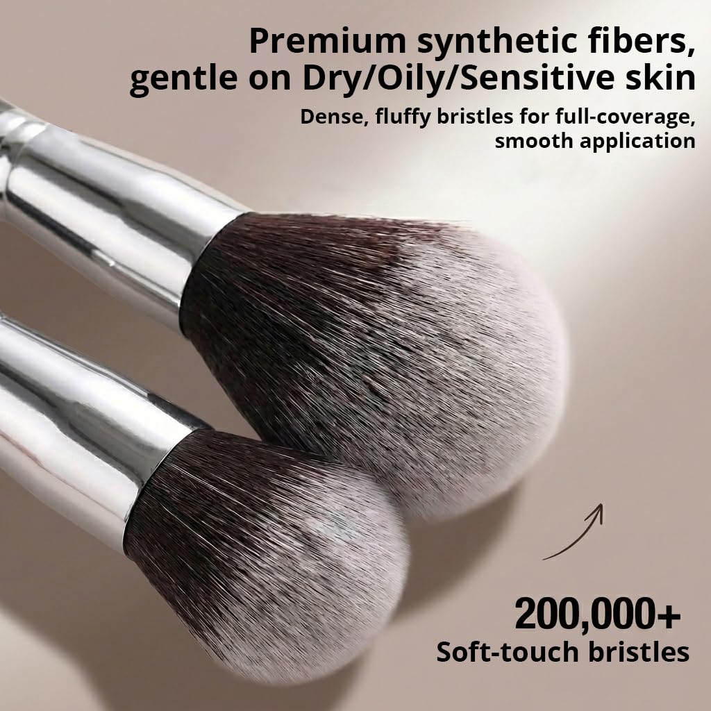 BEAKEY Makeup Brushes set with 2 Blending Sponges,10 Brush Face and Eye Set | Beginner-friendly face and eye tools with soft synthetic fibers for light,buildable coverage from foundation to eyeshadow - Image 4