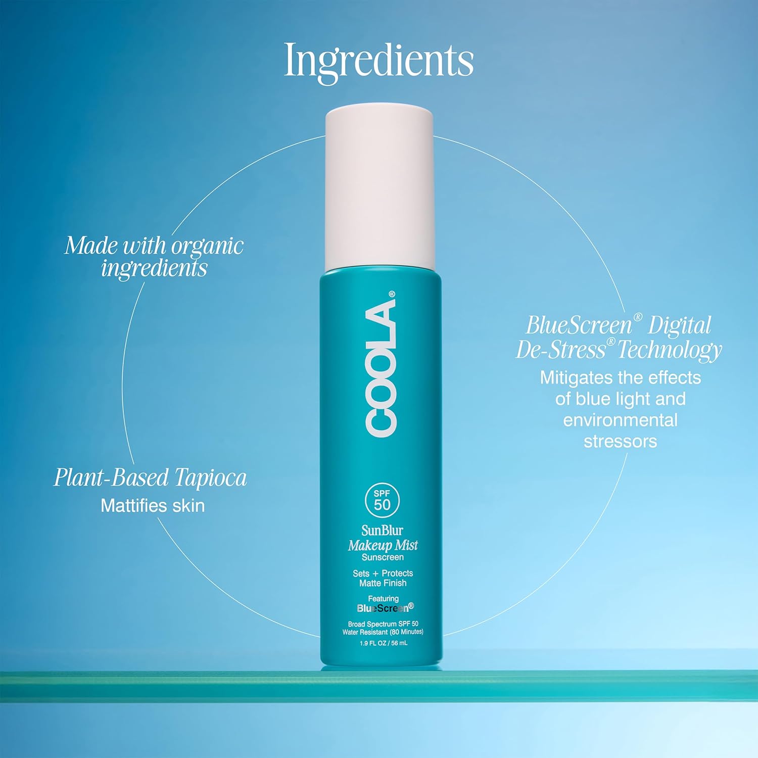 COOLA SunBlur Matte Makeup Setting Spray SPF 50, Face Sunscreen, 1 fl oz | Organic Weightless Setting Mist, Locks in Makeup & Blurs Pores, Water Resistant, Controls Shine, Dermatologist Tested - Image 5