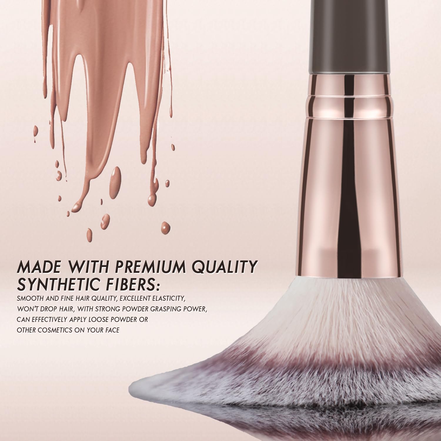 Foundation Makeup Brush, Premium Dual Concealer Bronzer Brushes | Double-Ended Angled & Round Contour Brush for Cosmetics Blending Liquid Powder, Concealer Cream Blush, Brown - Image 2
