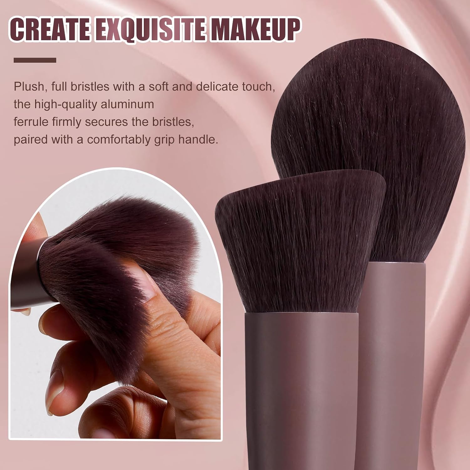 BS-MALL Makeup Brush Set 18 Pcs Premium Synthetic Foundation Powder Concealers Eye shadows Blush Makeup Brushes with black case (D-Brown) - Image 3