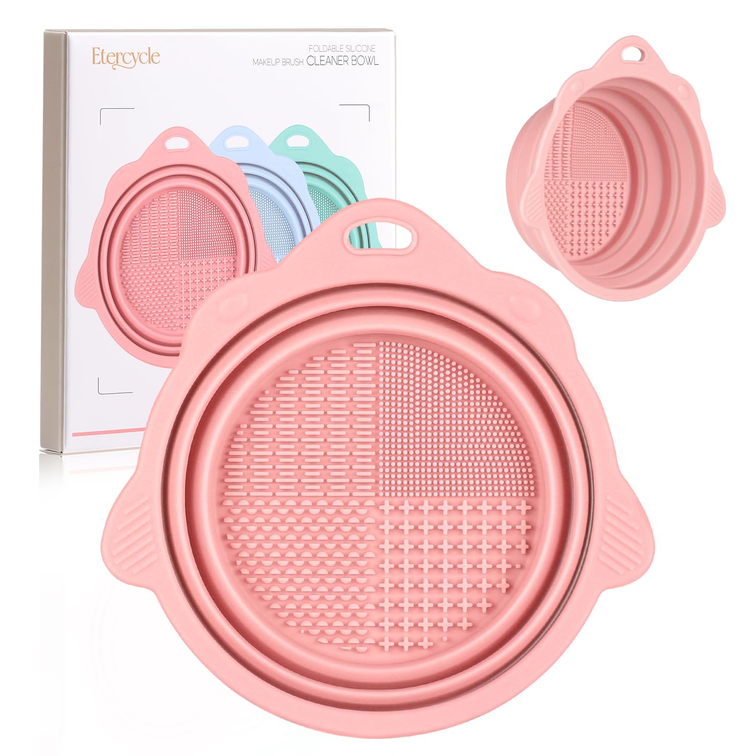 Foldable Silicone Makeup Brush Cleaner Bowl | Portable Cleaning Tool For Brushes, Powder Puffs, Sponges (Pink)