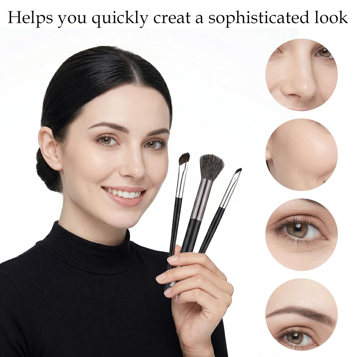 Jeffdad 3pcs Dual-End Contour Nose Brush, 2-in-1 Nose Contour Brush | Blush Brushes U-Shaped Fluffy and Angled Brushes Set for Sculpting and Defining Contour Highlighting Blending - Image 6