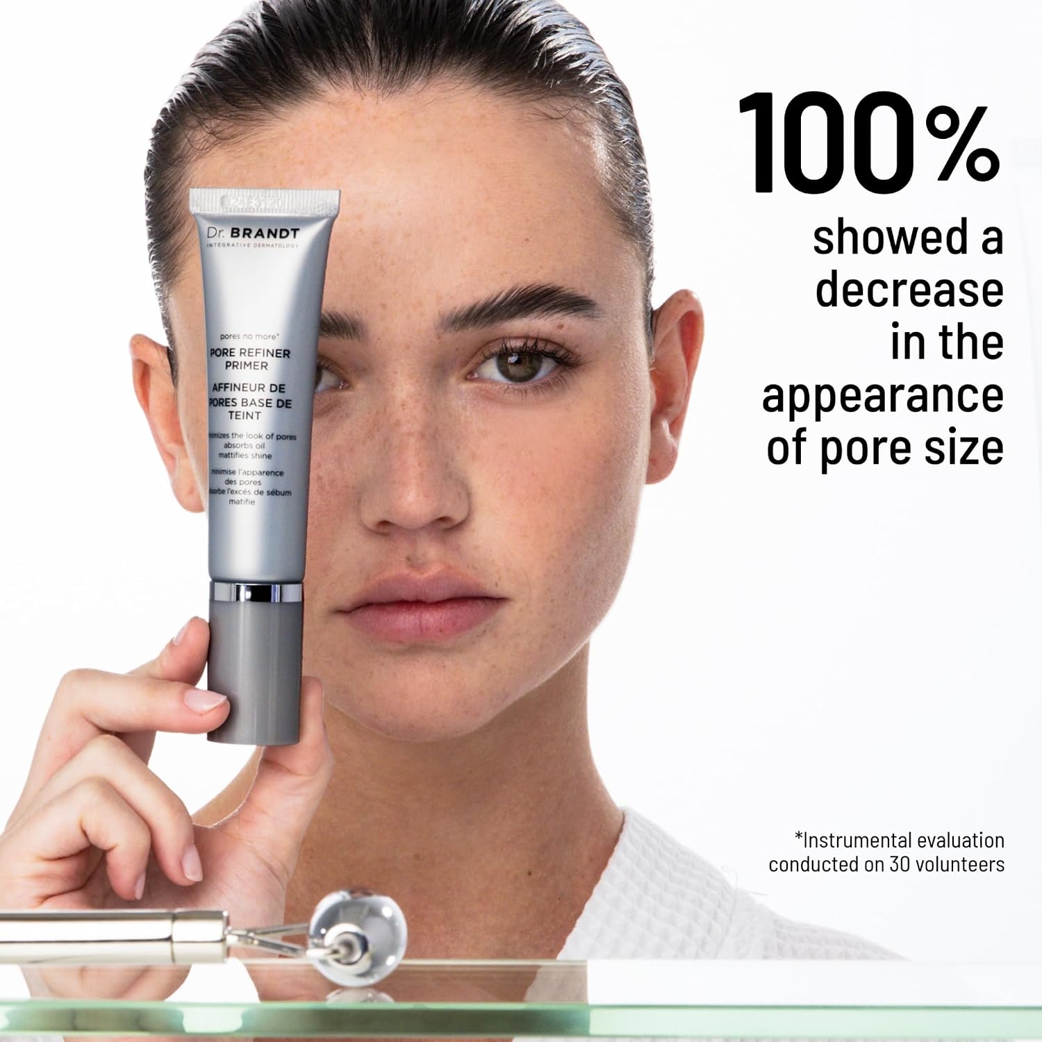 Dr. Brandt Pores No More, Pore Refiner Primer - Instantly Minimizes the Appearance of Pores, Absorbs Oil & Mattifies Shine - 1.0 fl oz - Image 4