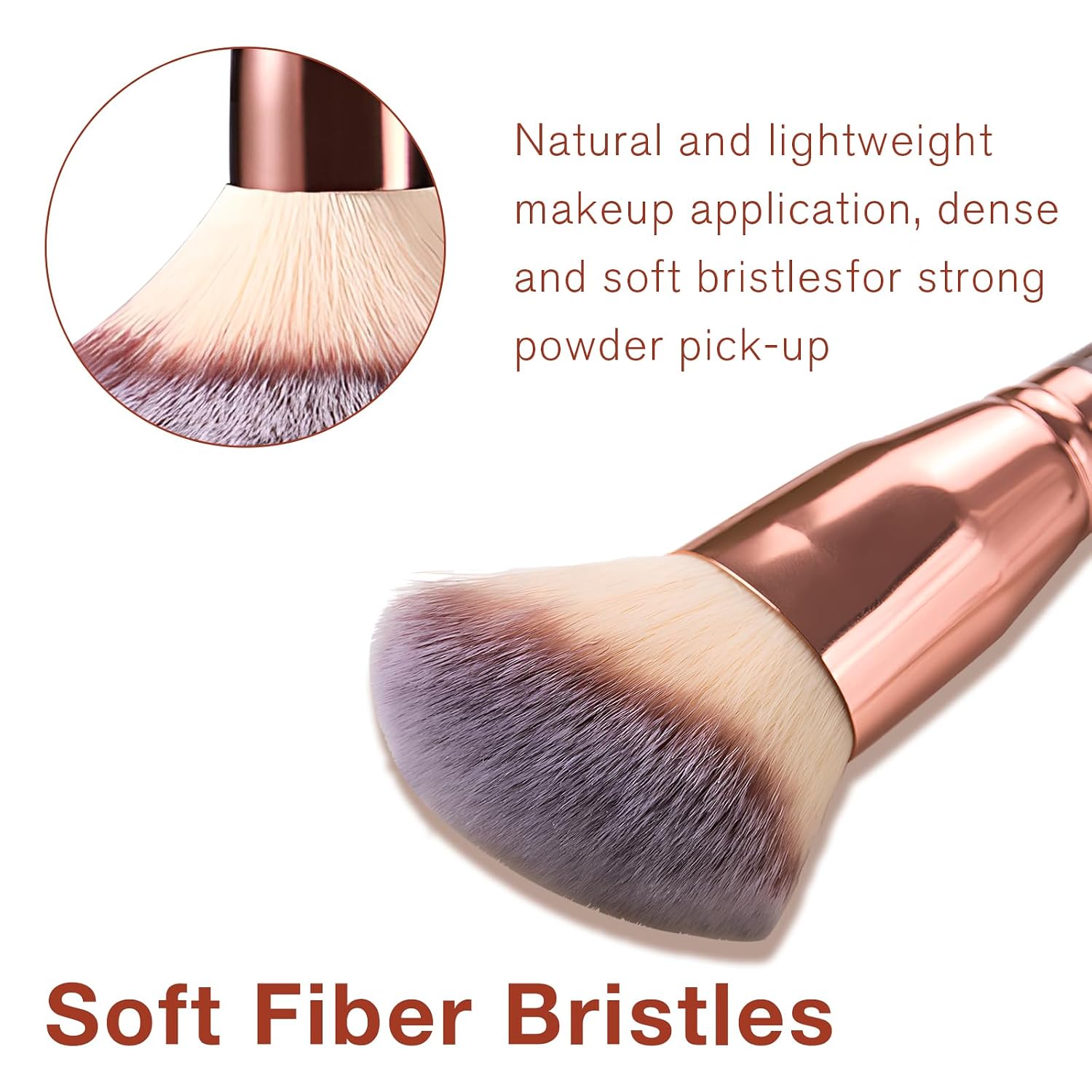 Double-Ended Foundation Makeup Brush, Angled/Round Top for Liquid, Powder & Cream Blending (Brown), champagne gold - Image 4