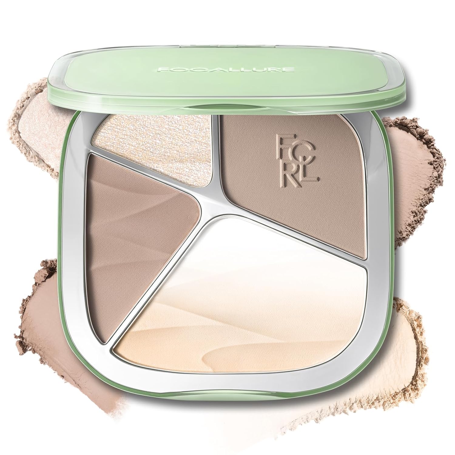 FOCALLURE Highlighter and Contour Palette, All-in-one Face Contour Powder with Gradient Highlighter & Matte Shade, Natural Blendable Long Lasting 3D Radiant Makeup for Warm Skin Tone, Cocona Latte