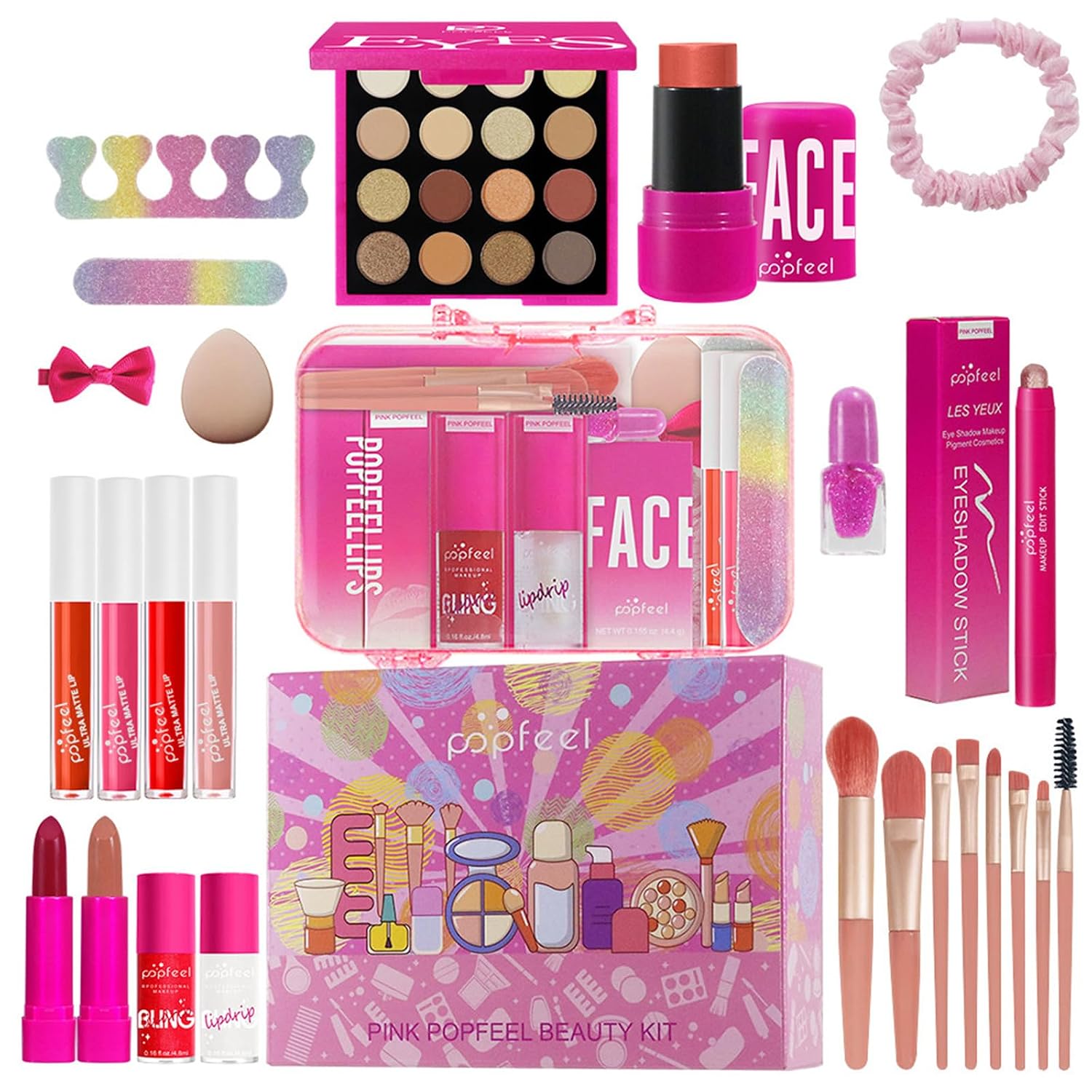 Hot Pink All in One Makeup Kit for Women Full Kit, Mother's Day Makeup Gifts Set for Women Girls, Hot Pink Makeup Essential Bundle Include Eyeshadow Palette Lipstick Blush Foundation Concealer - Image 4