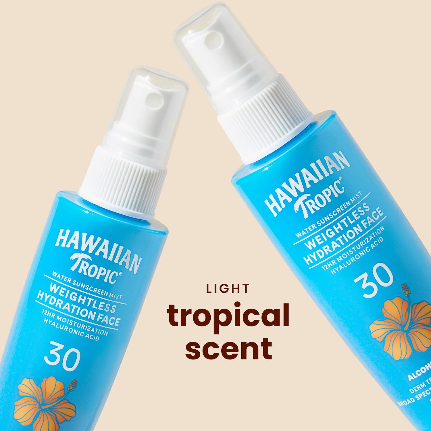 Hawaiian Tropic Weightless Hydration Water Mist for Face SPF 30, 2.1 Fl Oz | Hydrating face mist, Travel size sunscreen for face, Non-aerosol spray application, Contains hyaluronic acid, Non-greasy - Image 3
