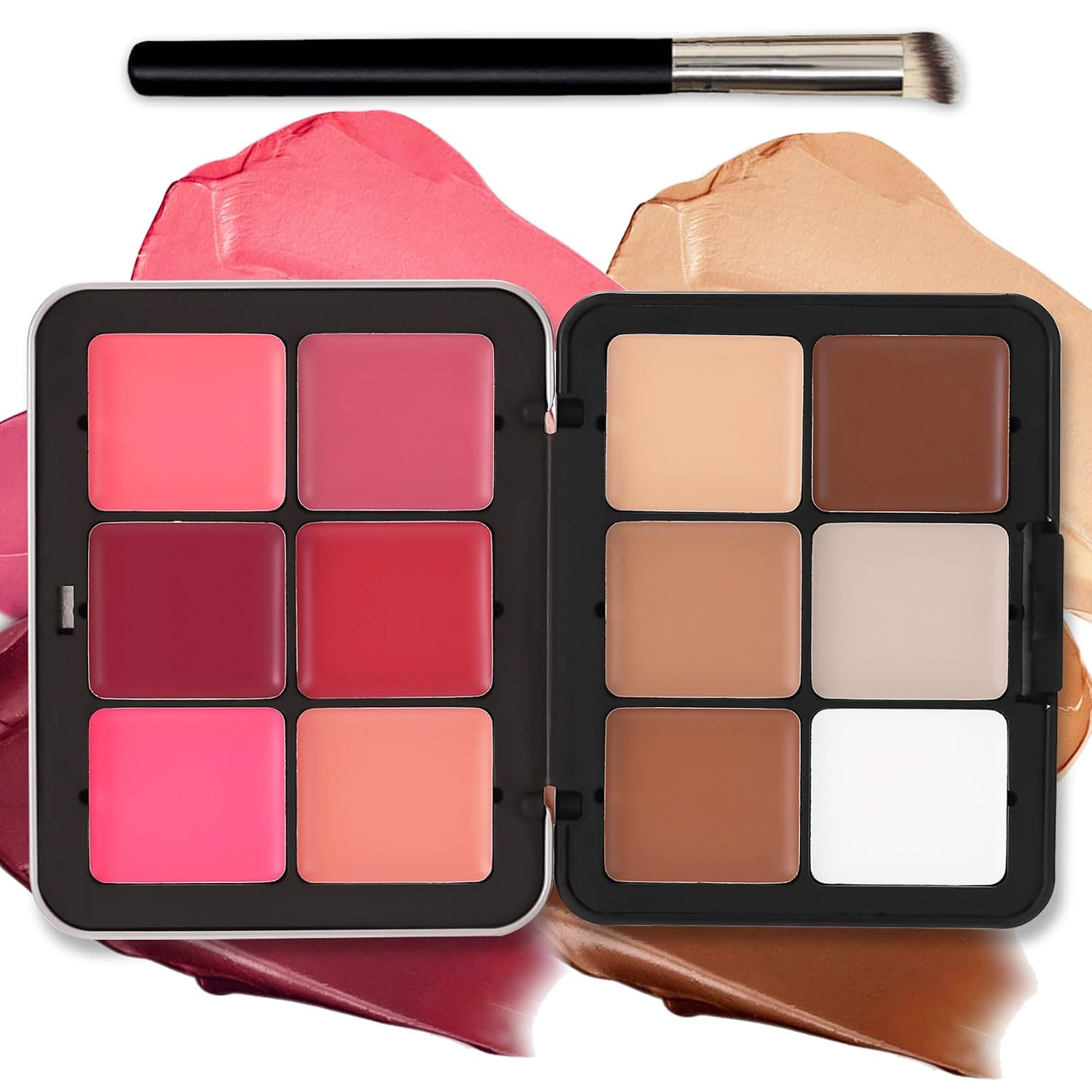 12 Colors Cream Blush Palette Cream Concealer Foundation Palette | Natural Matte Finish Contour Palette with Brush, Creamy Texture, Waterproof, Blendable, Face Makeup Palette for Women