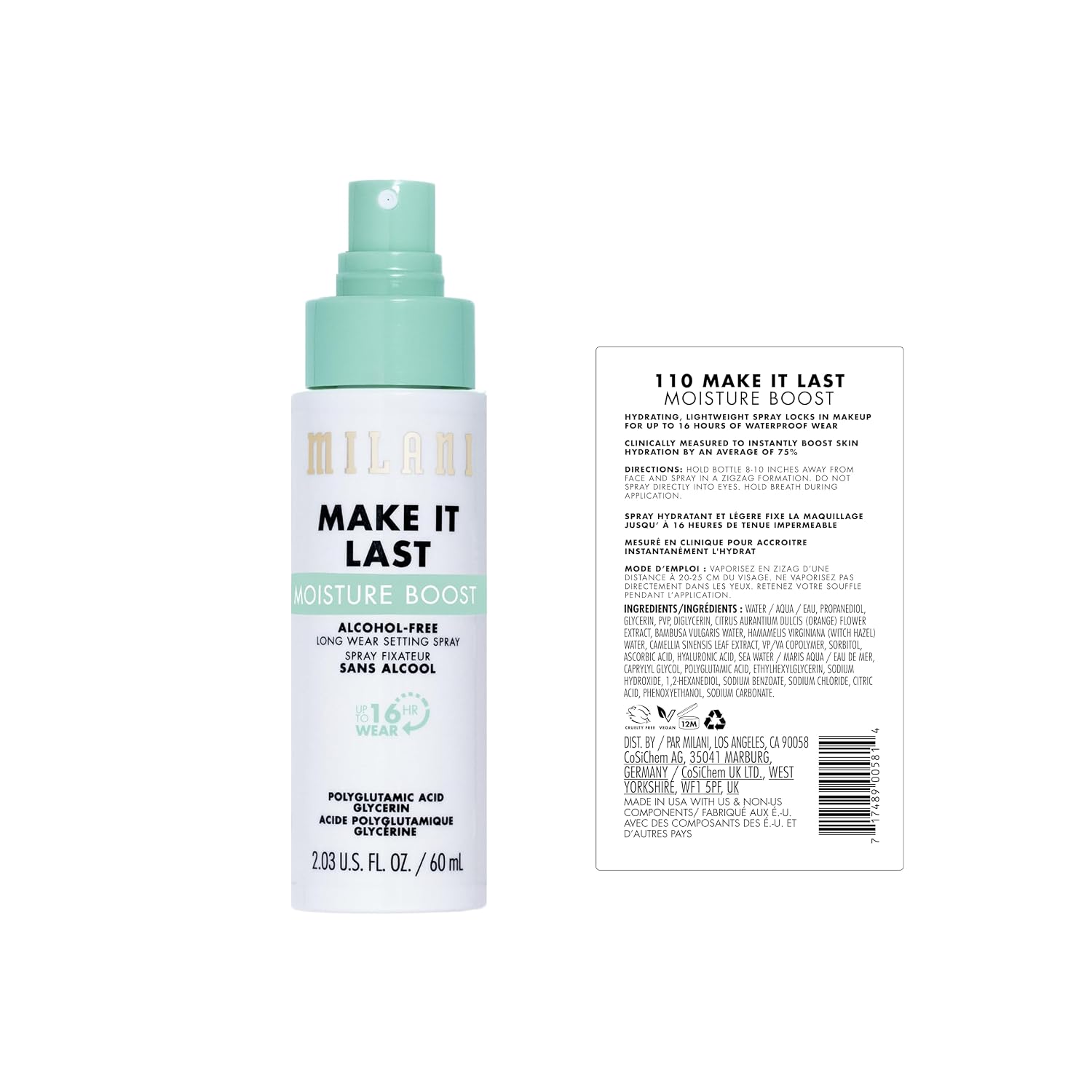 Milani Make It Last Moisture Boost Makeup Setting Spray - Alcohol Free | Fragrance-Free Makeup Setting Spray For Sensitive Skin. Designed To Soothe, Hydrate & Refresh. Water-Proof, Non-Sticky - Image 2